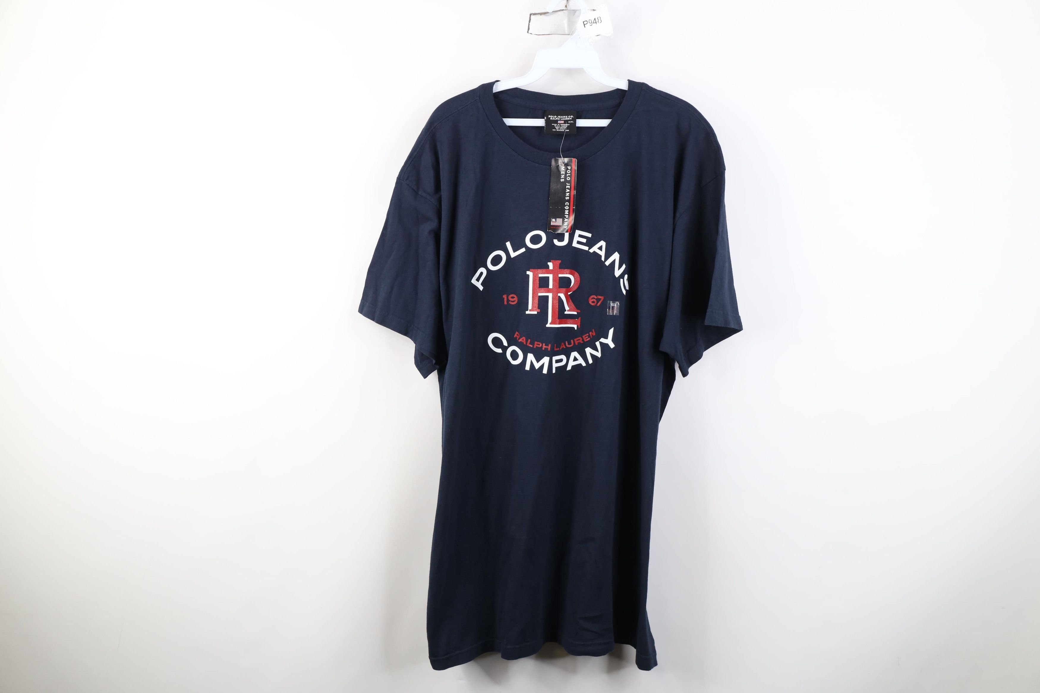 Polo Ralph Lauren Deadstock Vintage 90s Ralph Lauren Monogram T-Shirt Blue Size US XXL / EU 58 / 5 - 1 Thumbnail
