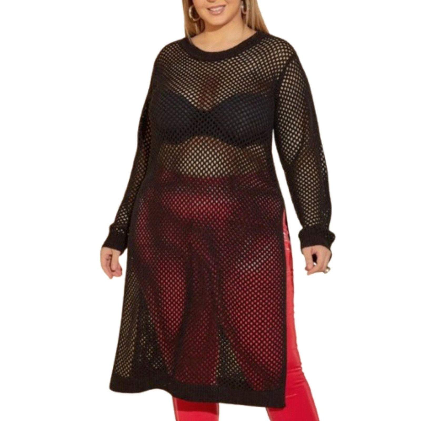 Other MIDNITE BLACK ☆ DIAMOND KNIT ☆ TUNIC SWEATER ☆ 4x ☆ NWT Size 4XL / US 24-26 - 2 Thumbnail