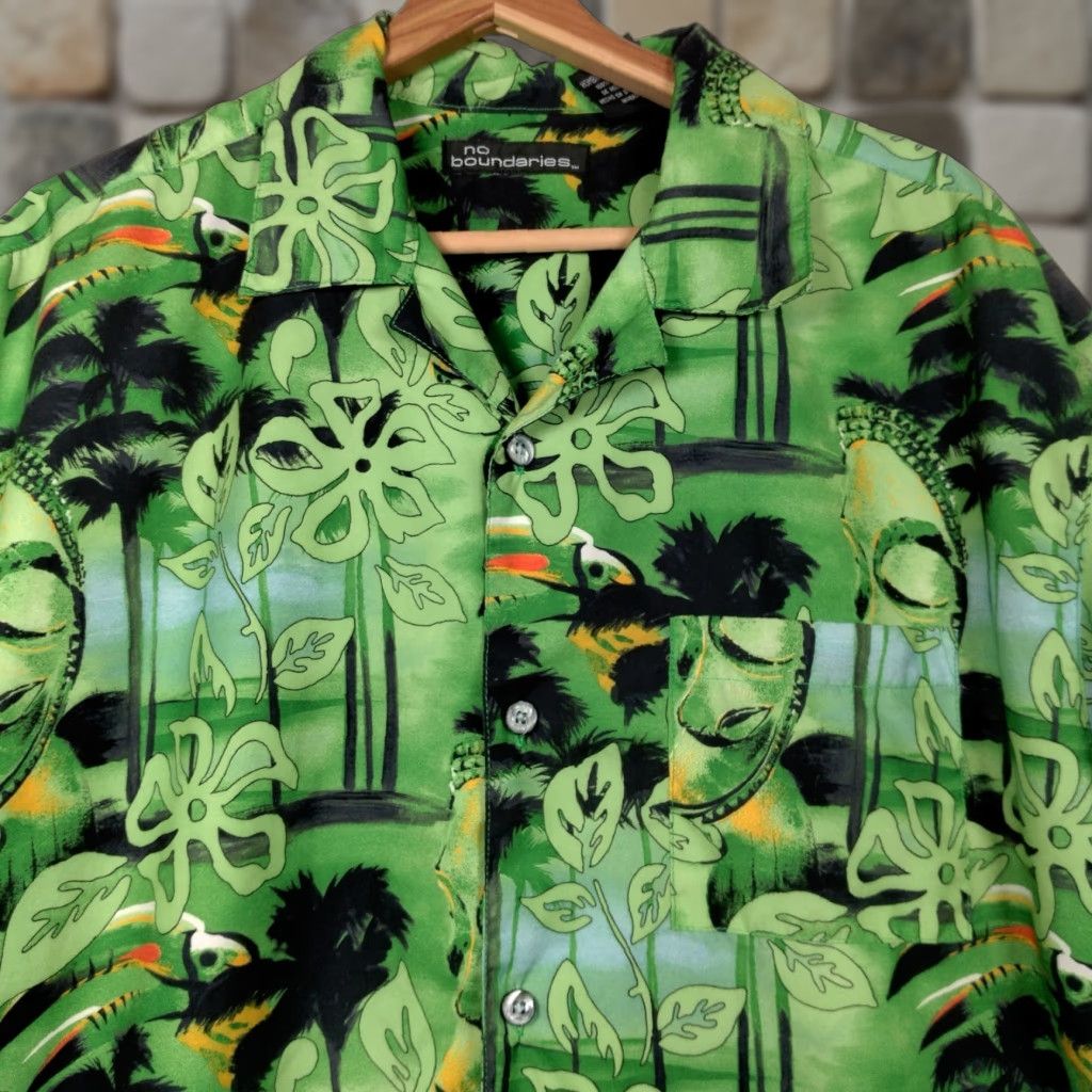 Vintage Vintage No Boundaries Y2K Hawaiian Shirt Men Large Green Tropical Tiki Beach Size US L / EU 52-54 / 3 - 1 Thumbnail