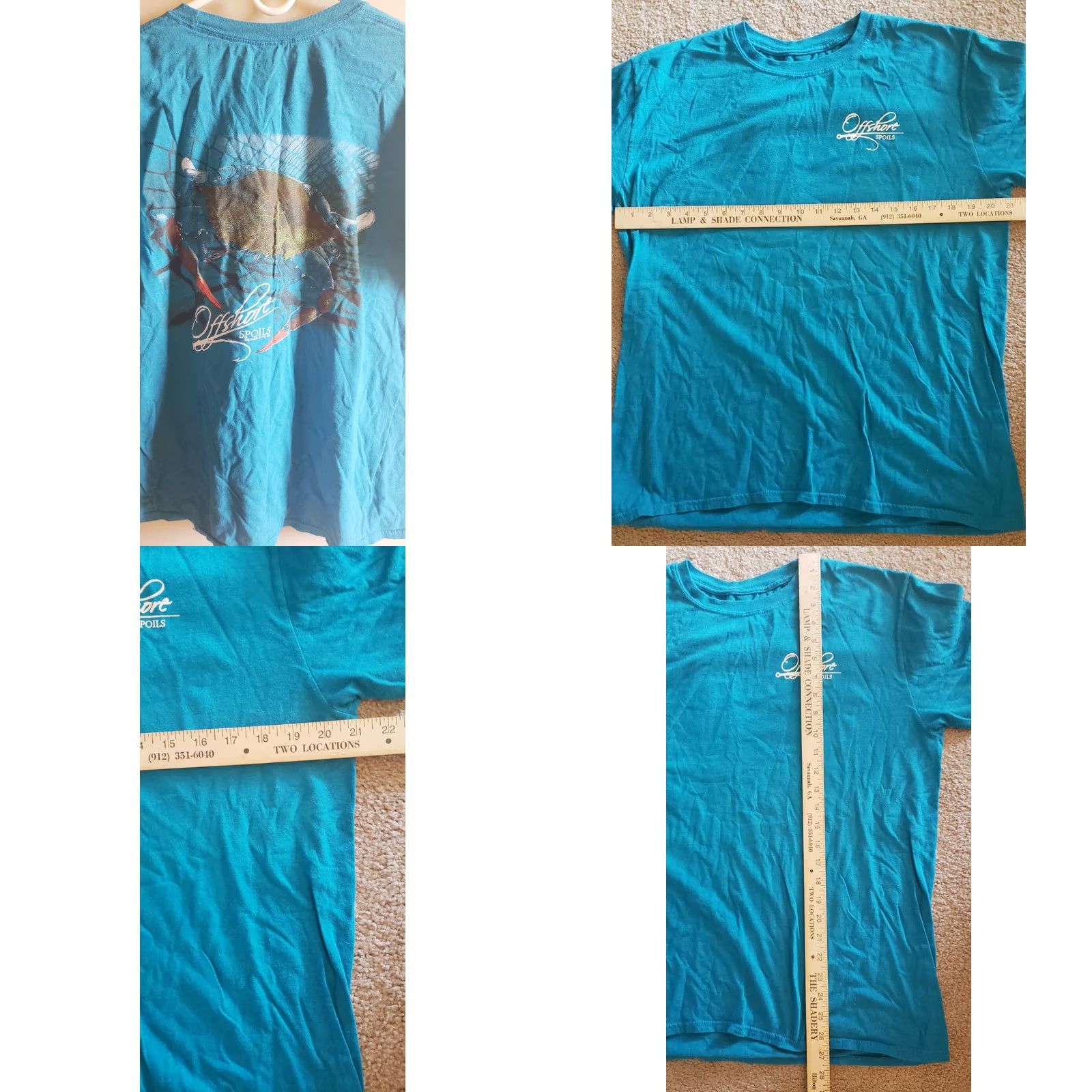 Vintage Offshore Spoils T-Shirt Men's M Blue Short Sleeve Logo Front Blue Crab Back Size US M / EU 48-50 / 2 - 8 Thumbnail