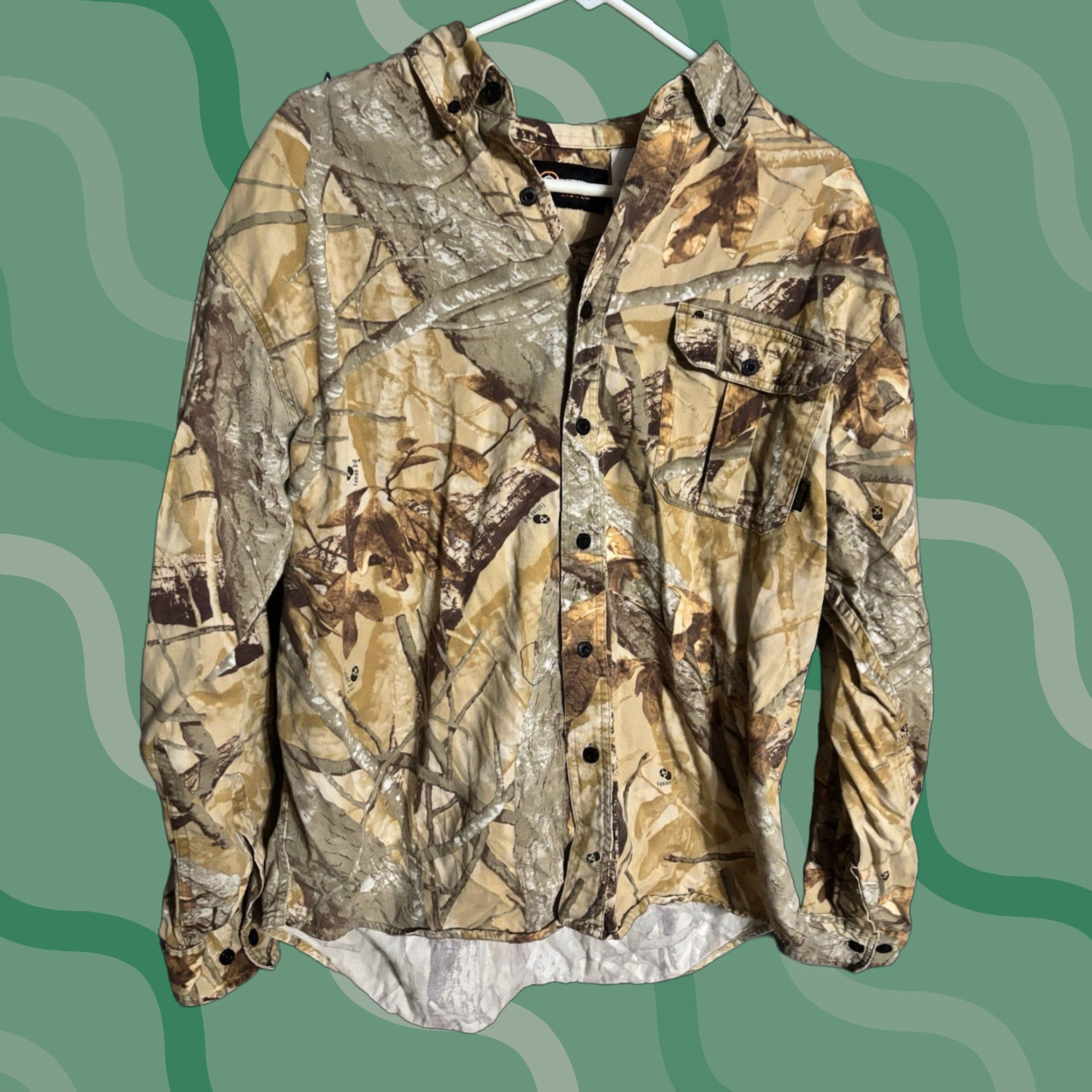 Vintage VINTAGE Woods Camo Shirt L Long Sleeve Button Down Hunting USA O6 Size US L / EU 52-54 / 3 - 1 Thumbnail