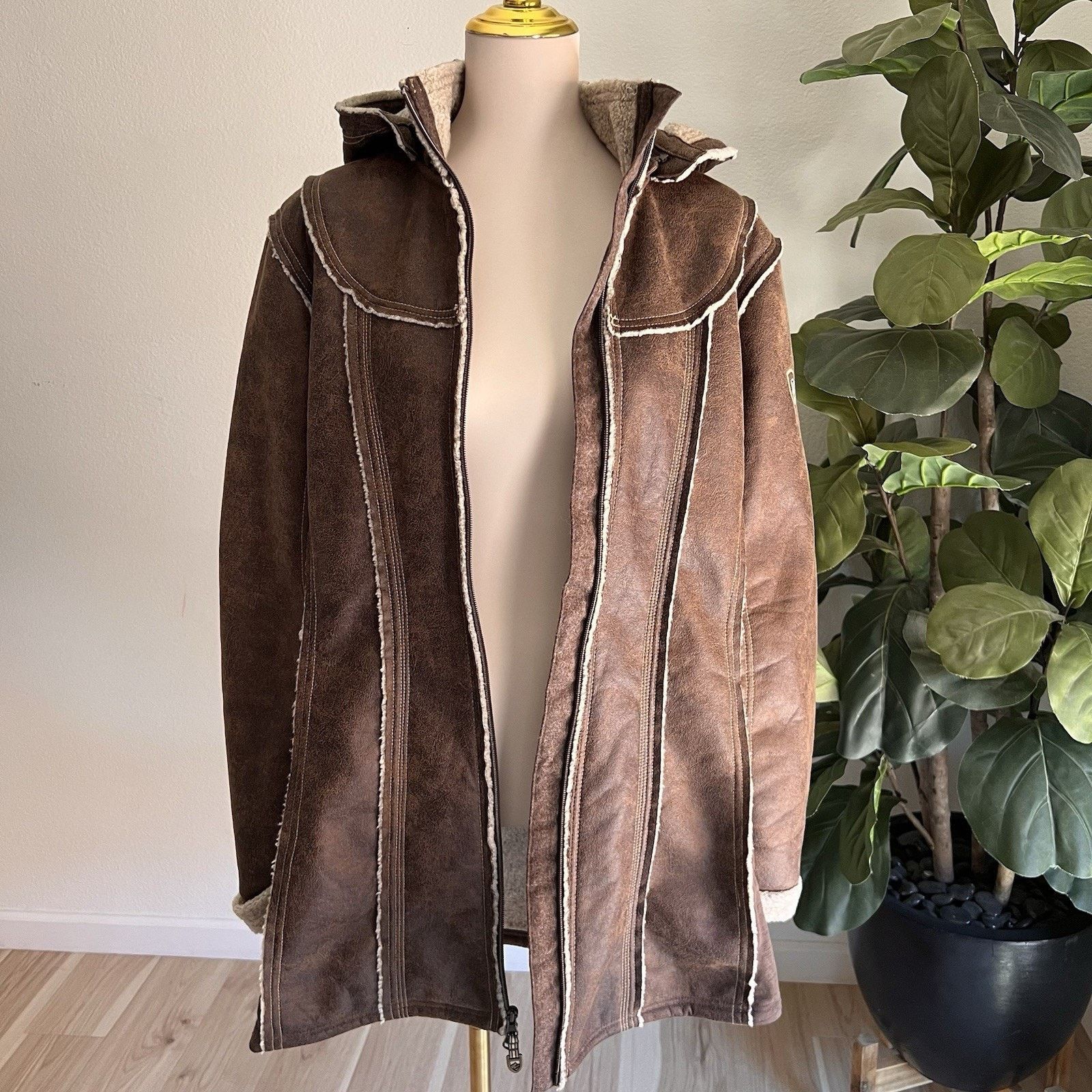 Kuhl NWOT Kuhl XL Women's Dani Sherpa Brown Wool Faux Leather Size XL / US 12-14 / IT 48-50 - 4 Thumbnail