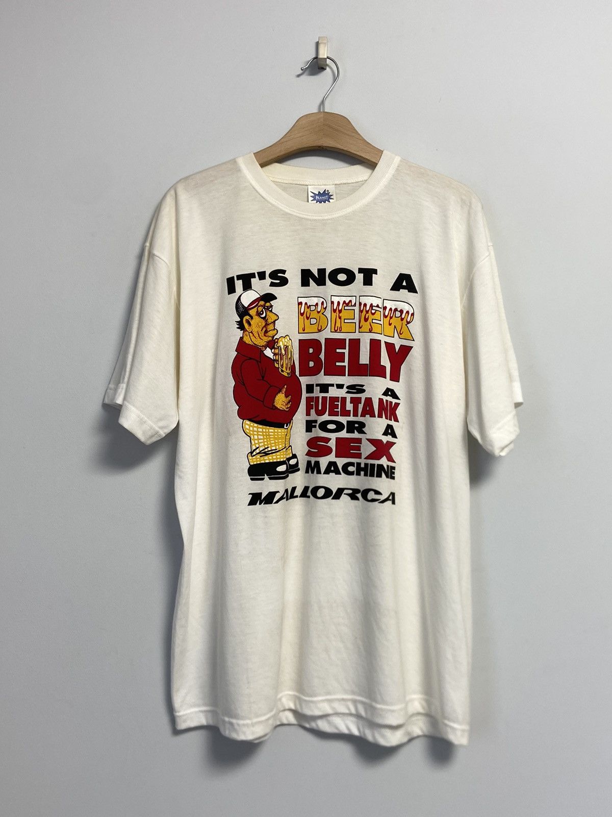 Vintage 90s It's Not a Beer Belly It's a Sex Machine Funny Tee Size US XL / EU 56 / 4 - 1 Thumbnail