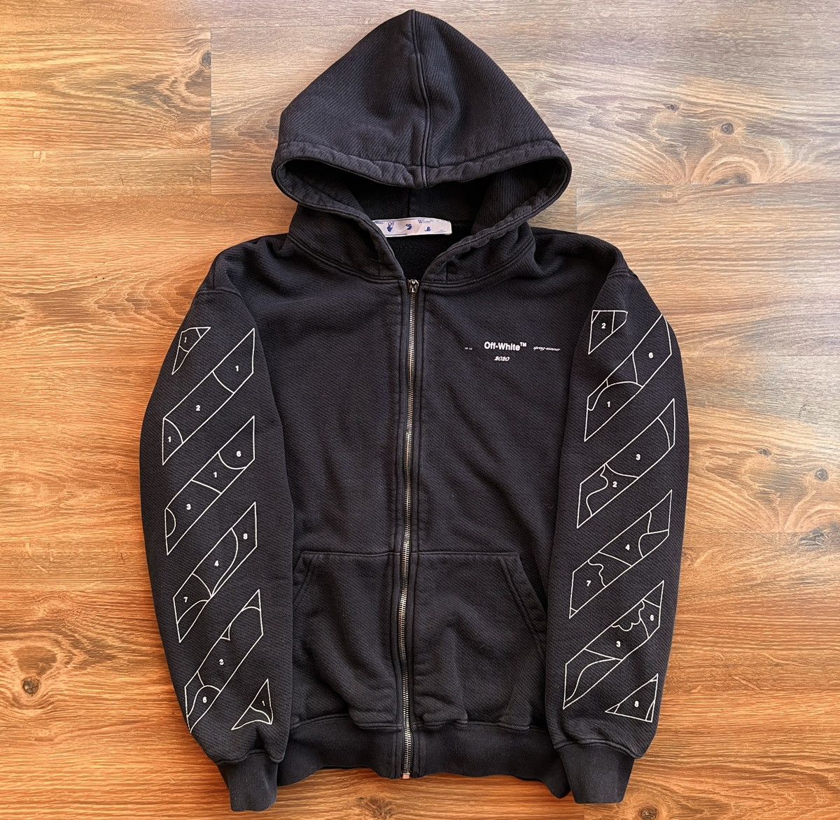 Off-White Rare Off White Numbered Puzzle Arrows Zipped Hoodie (Black) Size US S / EU 44-46 / 1 - 1 Thumbnail