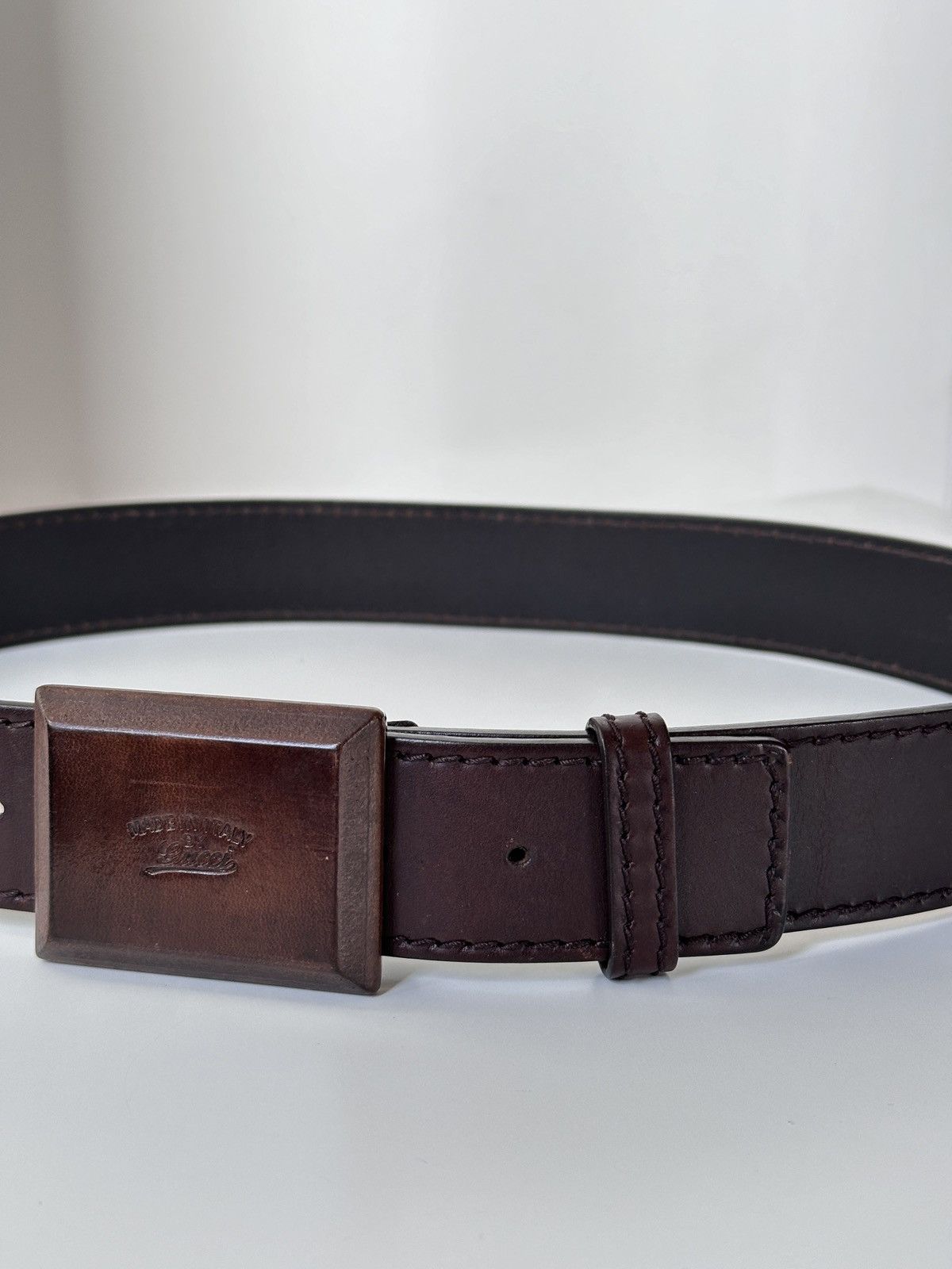 Gucci GUCCI Wooden Brown Square Buckle Leather Belt Size: 110/40 Size 30 - 7 Thumbnail