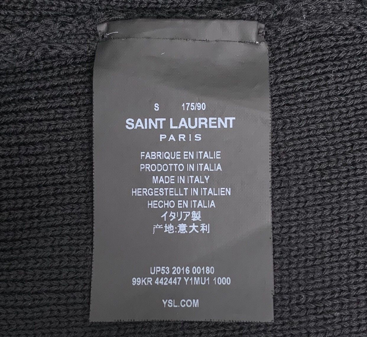 Saint Laurent Paris Saint Laurent SLP Black Logo Patch Round Knitted Sweater Size US S / EU 44-46 / 1 - 6 Thumbnail