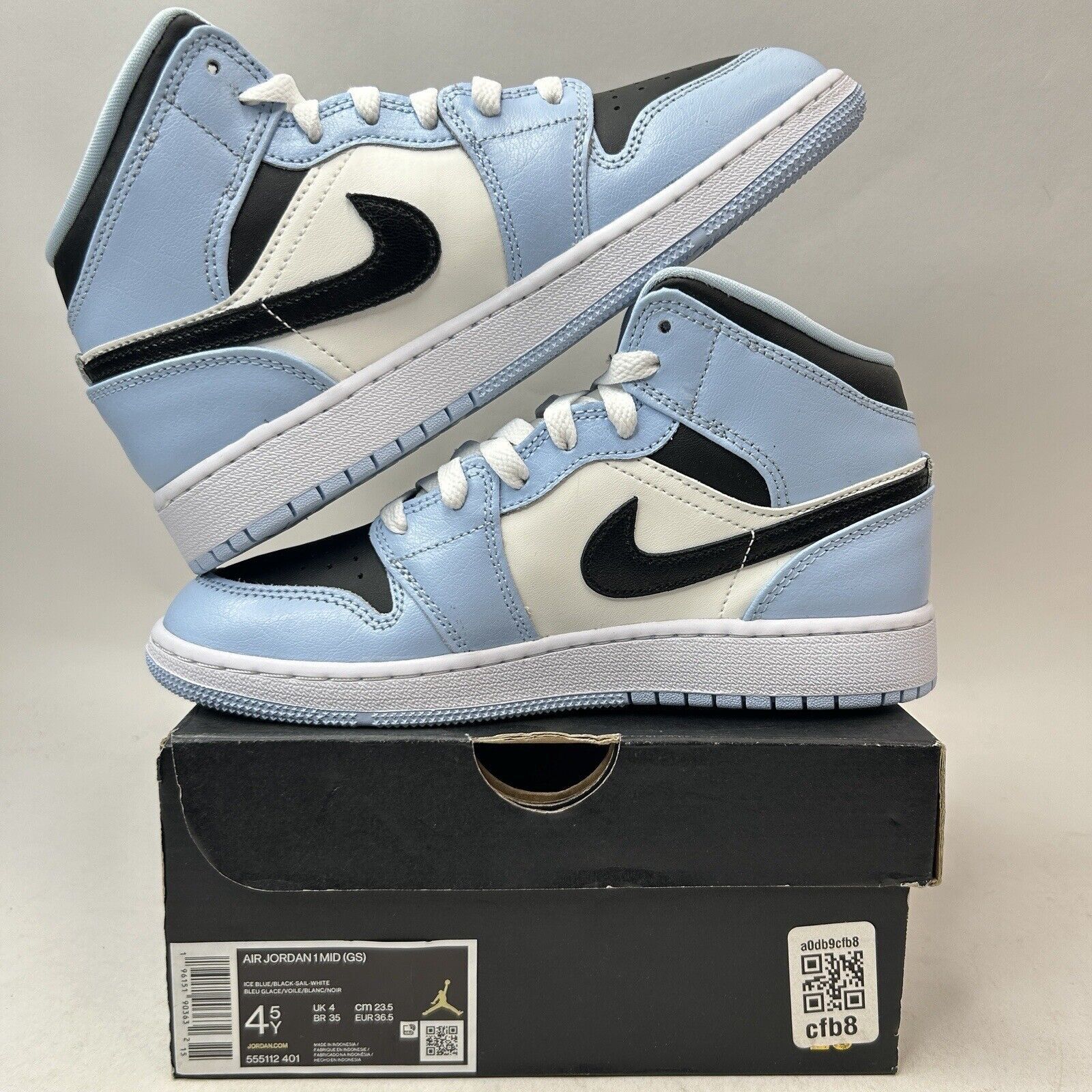 Nike Nike Air Jordan 1 Mid Retro GS “Ice Blue/UNC” 2024 Size US 6 / IT 36 - 3 Thumbnail