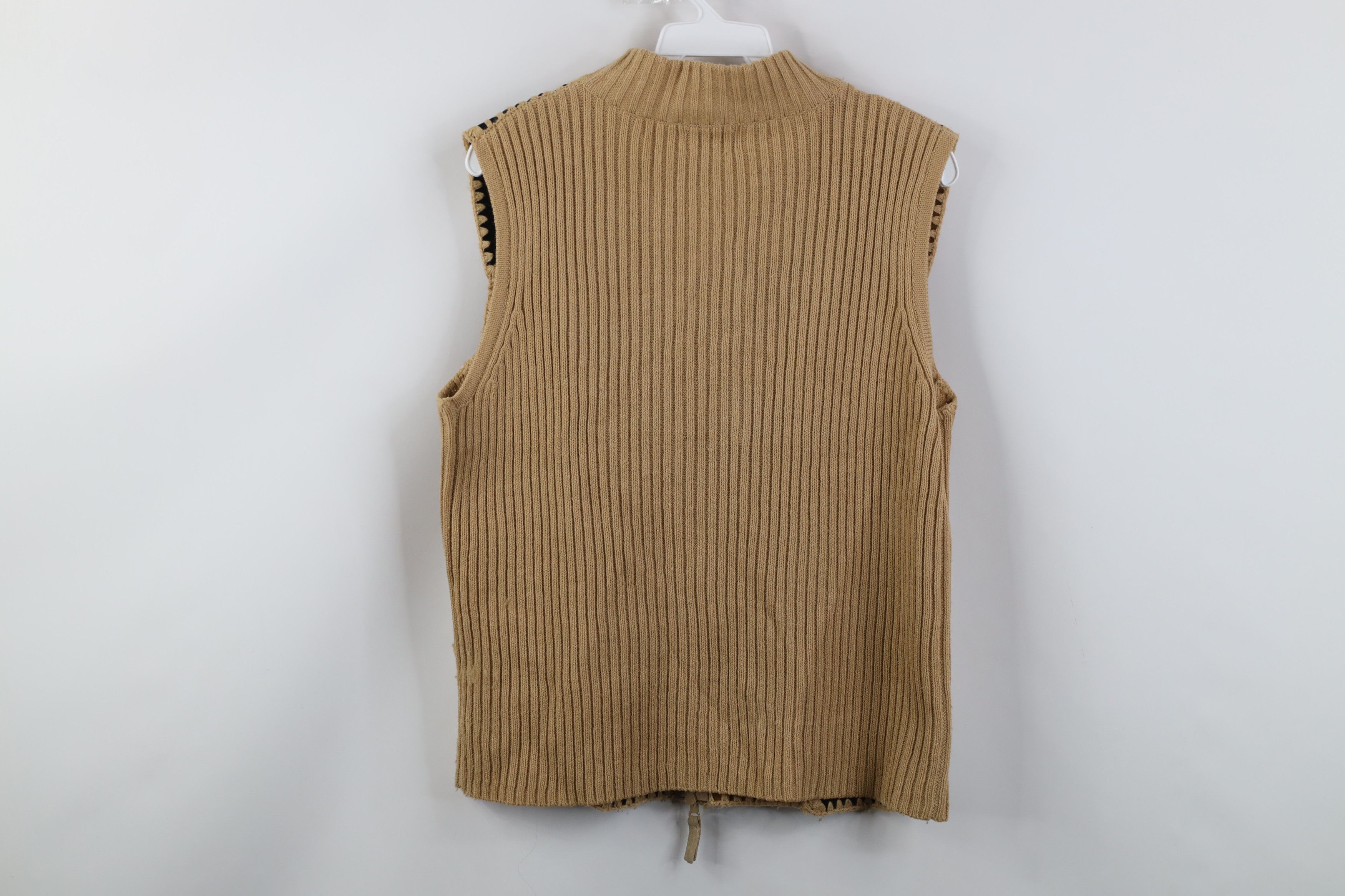 Vintage Vintage 90s Streetwear Patchwork Knit Sweater Vest Jacket Size L / US 10 / IT 46 - 9 Thumbnail