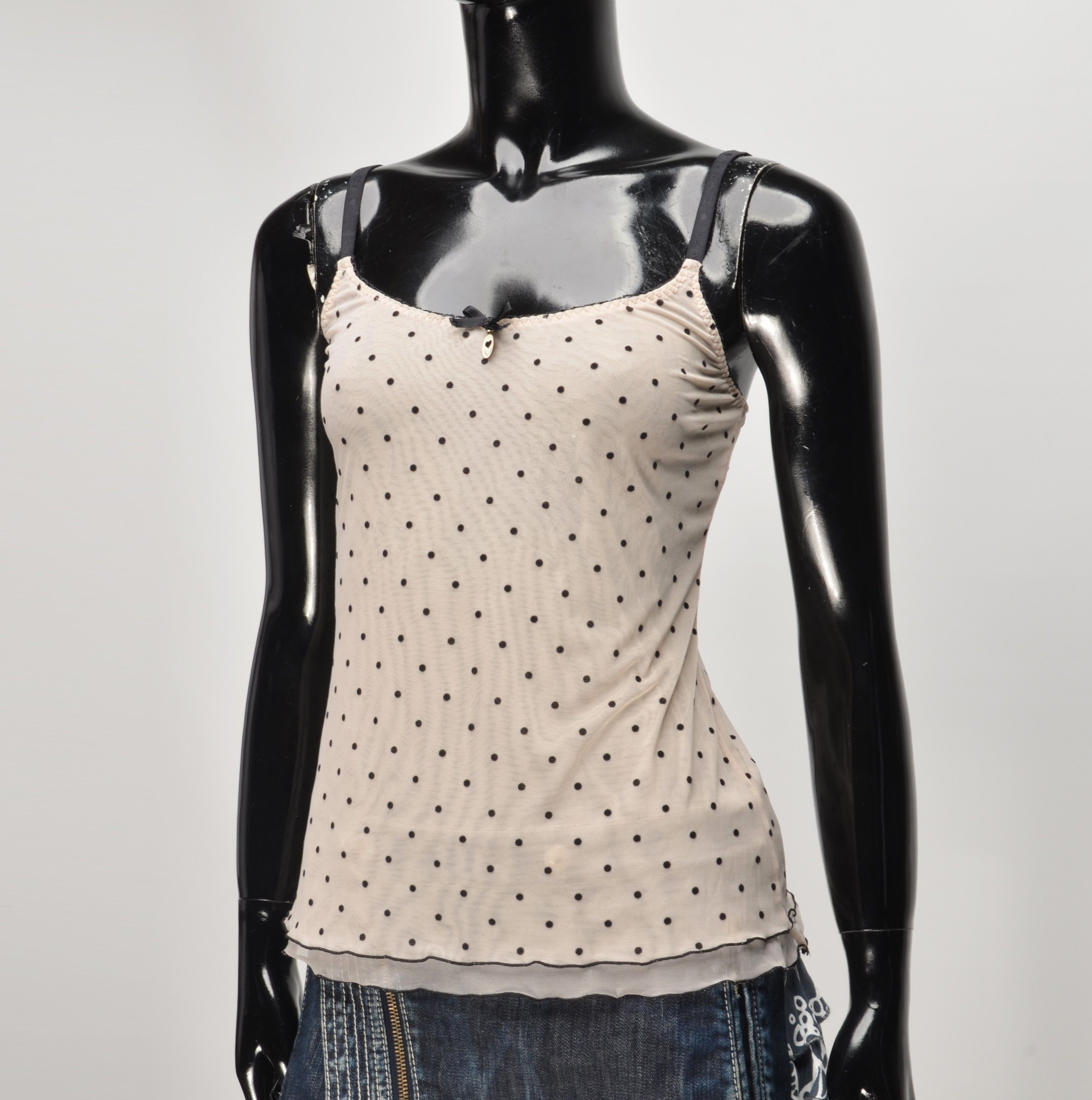 TWINSET Twin Set Simona Barbieri Mesh Polka Dot Cami Top Size S / US 4 / IT 40 - 2 Thumbnail