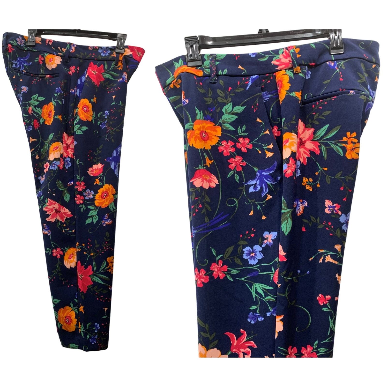 Old Navy Old Navy Harper Mid Rise Ankle Pants Blue Floral Bird Print Size 34" / US 12 / IT 48 - 5 Thumbnail