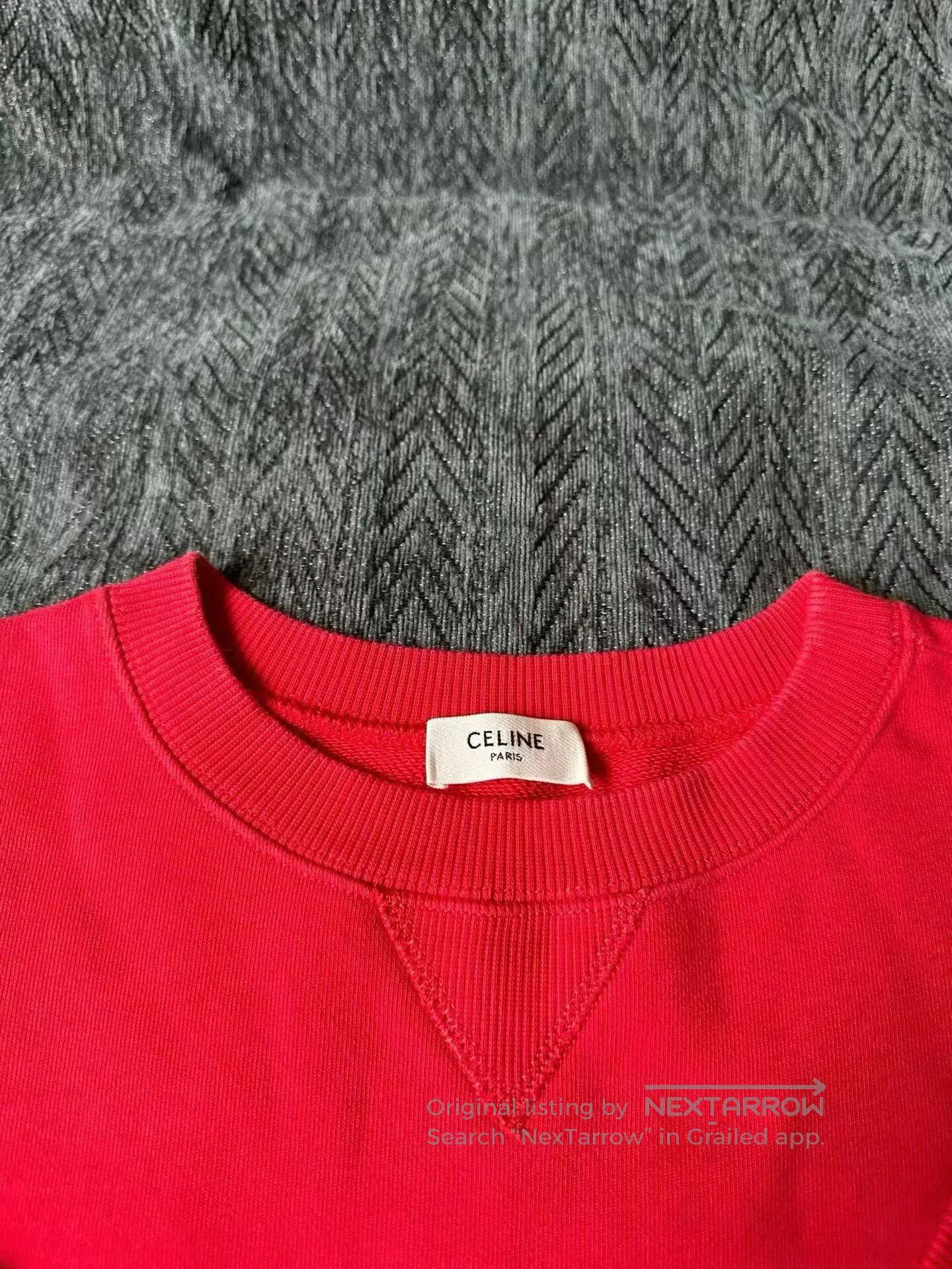 Celine Celine Red Triomphe Logo Hoodie. Size XS / US 0-2 / IT 36-38 - 3 Thumbnail