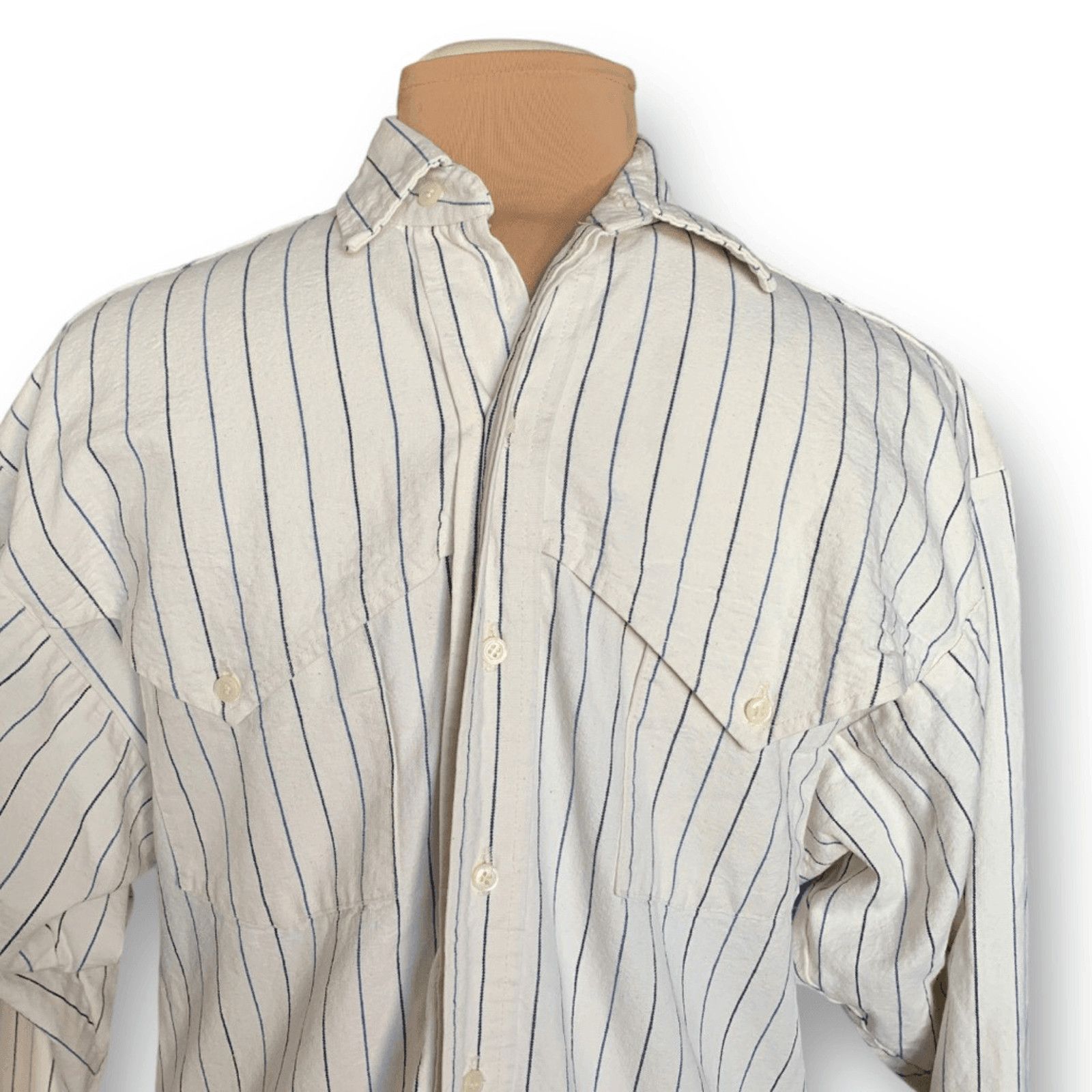 Vintage Vintage Panhandle Slim Western Shirt Small White Blue Stripe Size US S / EU 44-46 / 1 - 3 Thumbnail