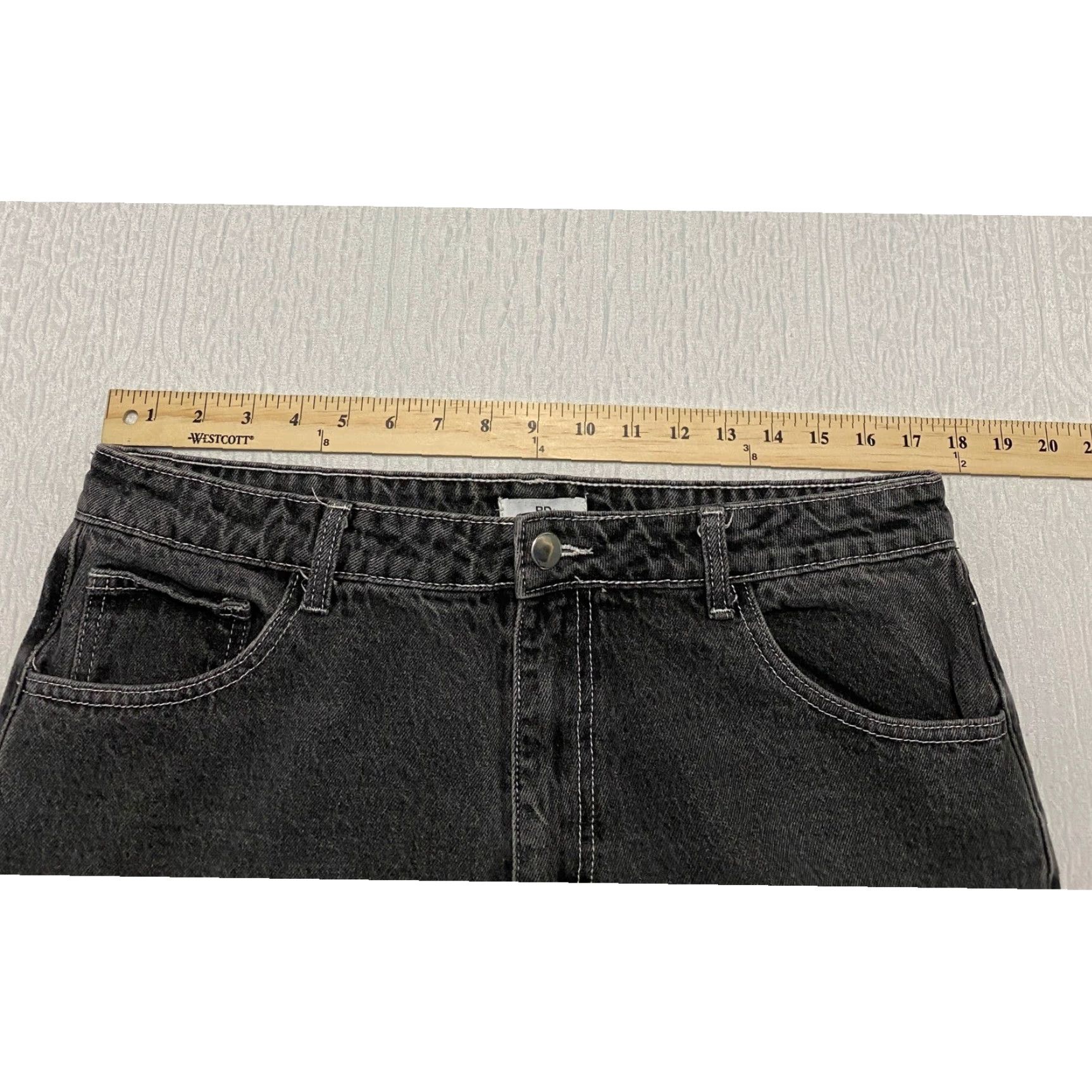 Vintage BP Jeans Carpenter Wide-Leg High Rise 34 Black Charcoal Wash Women Power Relaxed Denim 100% Cotton Jeans BP Size 24" / US 00 / IT 34 - 6 Thumbnail
