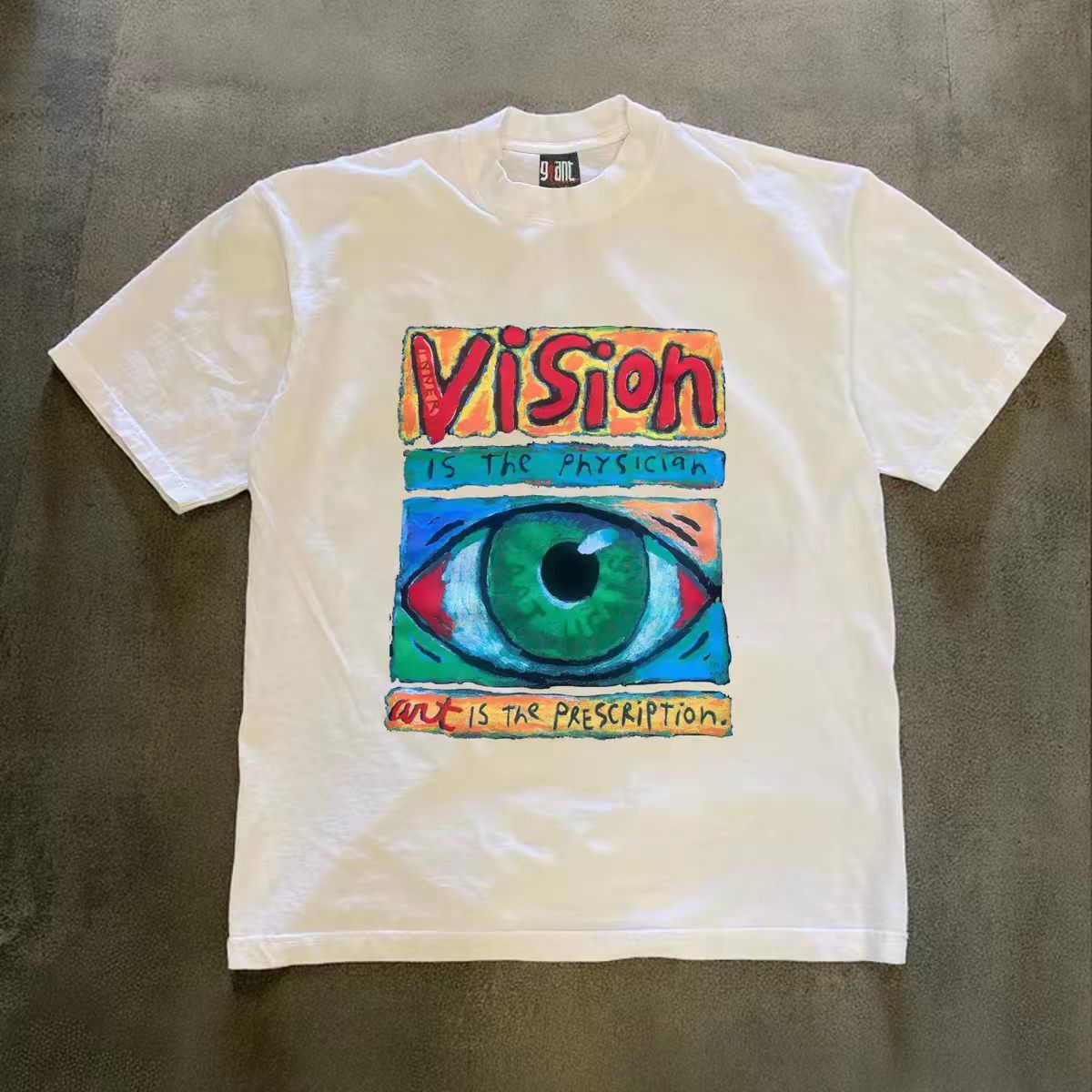 Vintage White casual retro eye print t-shirt Size US M / EU 48-50 / 2 - 1 Thumbnail