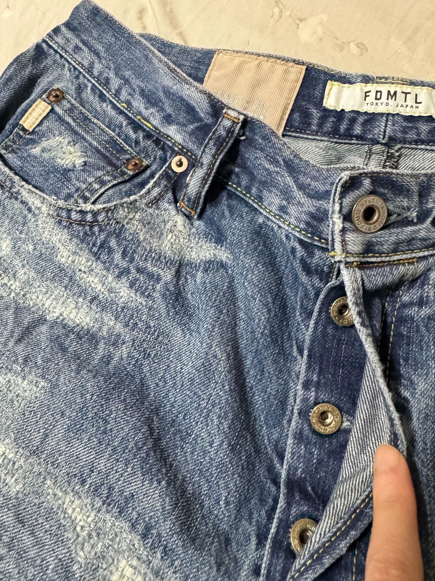 FDMTL fdmtl 23AW OG Red Embroidered Distress Blue Denim L Size US 34 / EU 50 - 8 Thumbnail