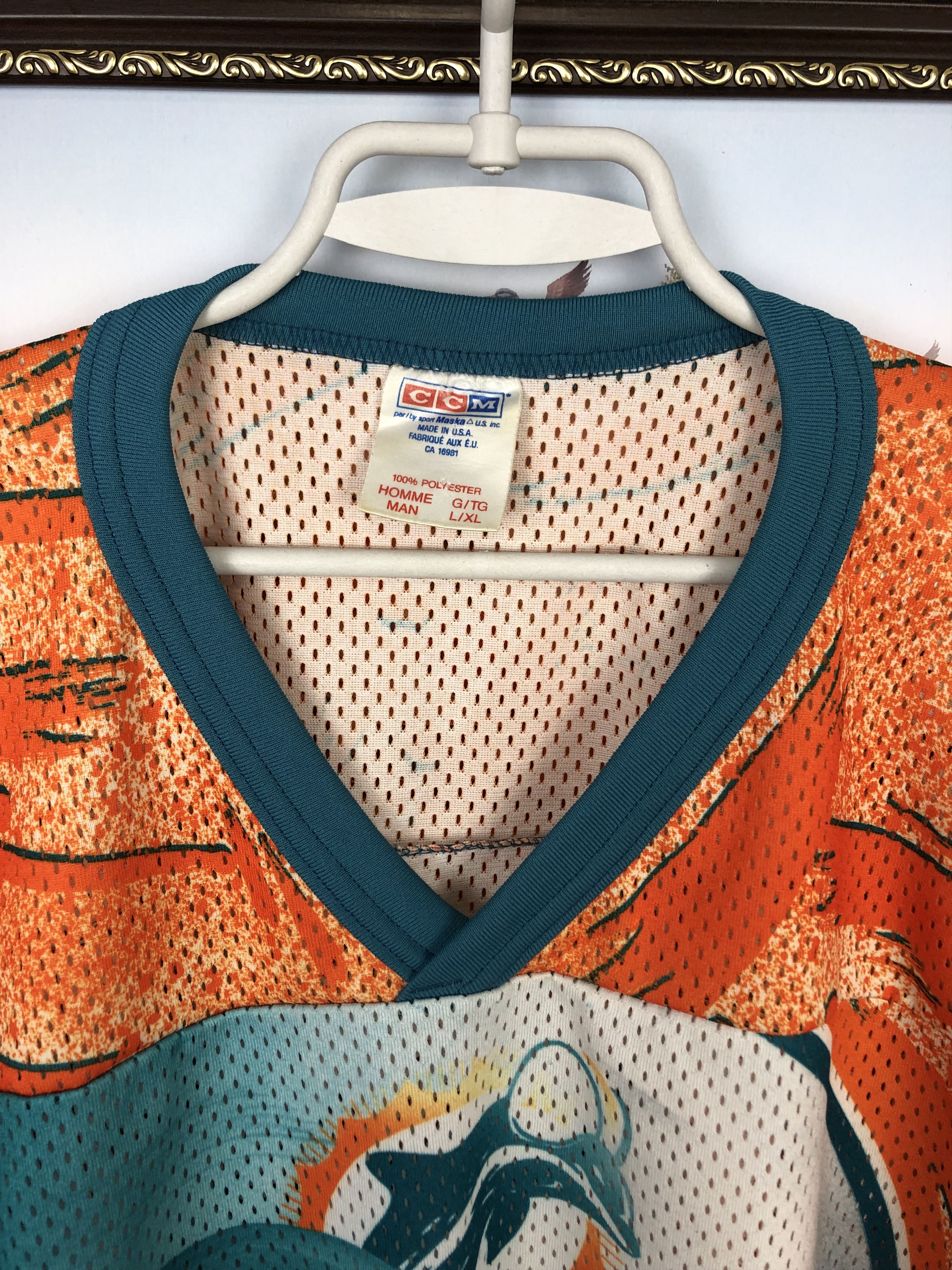 Ccm Vintage Miami Dolphins CCM Over Print Jersey Mens Shirt Size US XL / EU 56 / 4 - 5 Thumbnail