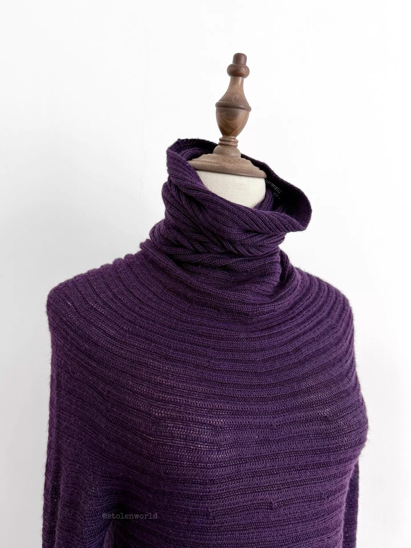 Y's Y's Grape Purple Stacked Neck/Cuff Knit Sweater Size 2 Size XS / US 0-2 / IT 36-38 - 2 Thumbnail