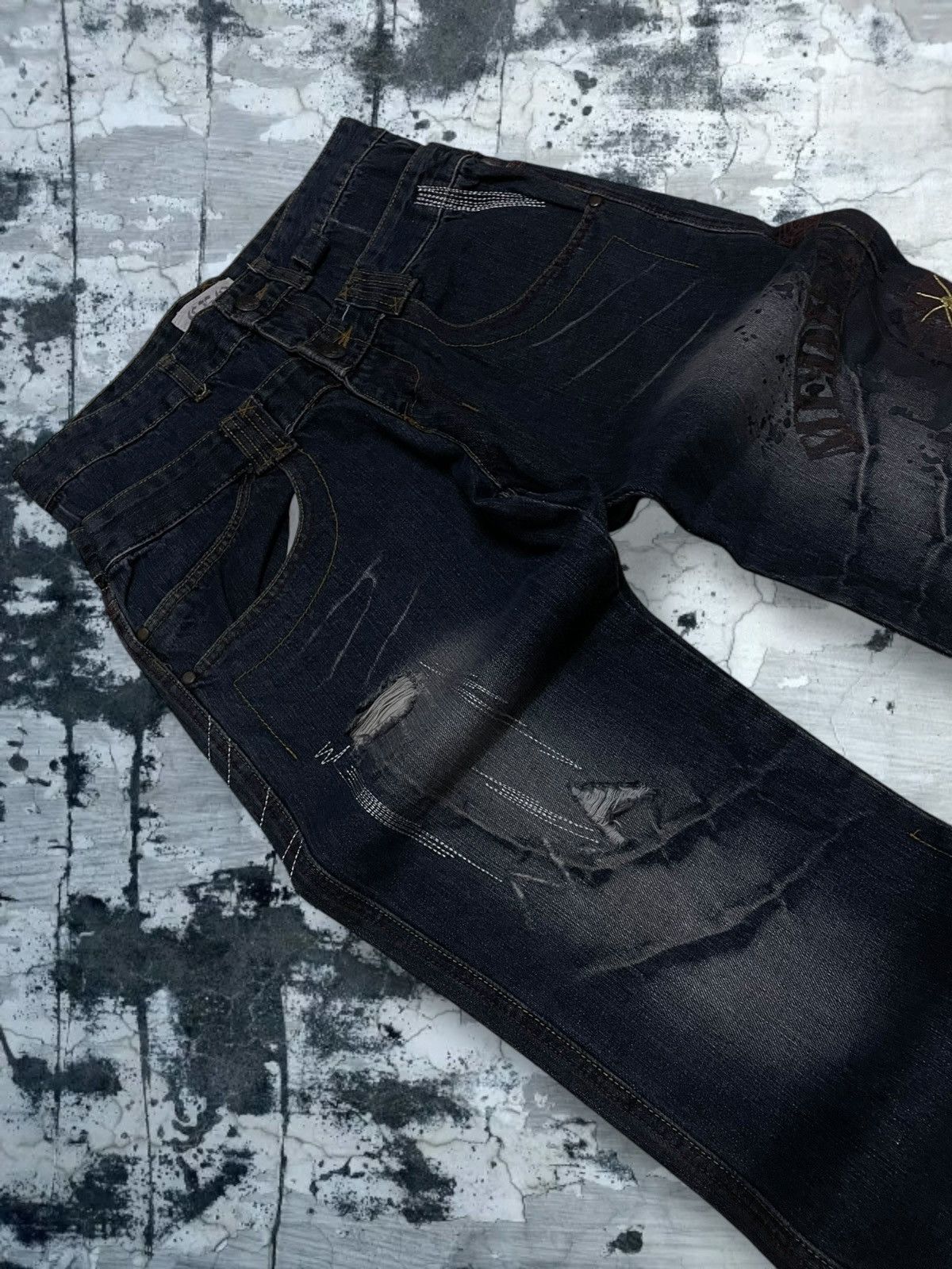 Japanese Brand Vintage Og 90s Japan Designer CEO Mad Punk Spider Web Denim Size US 30 / EU 46 - 7 Thumbnail