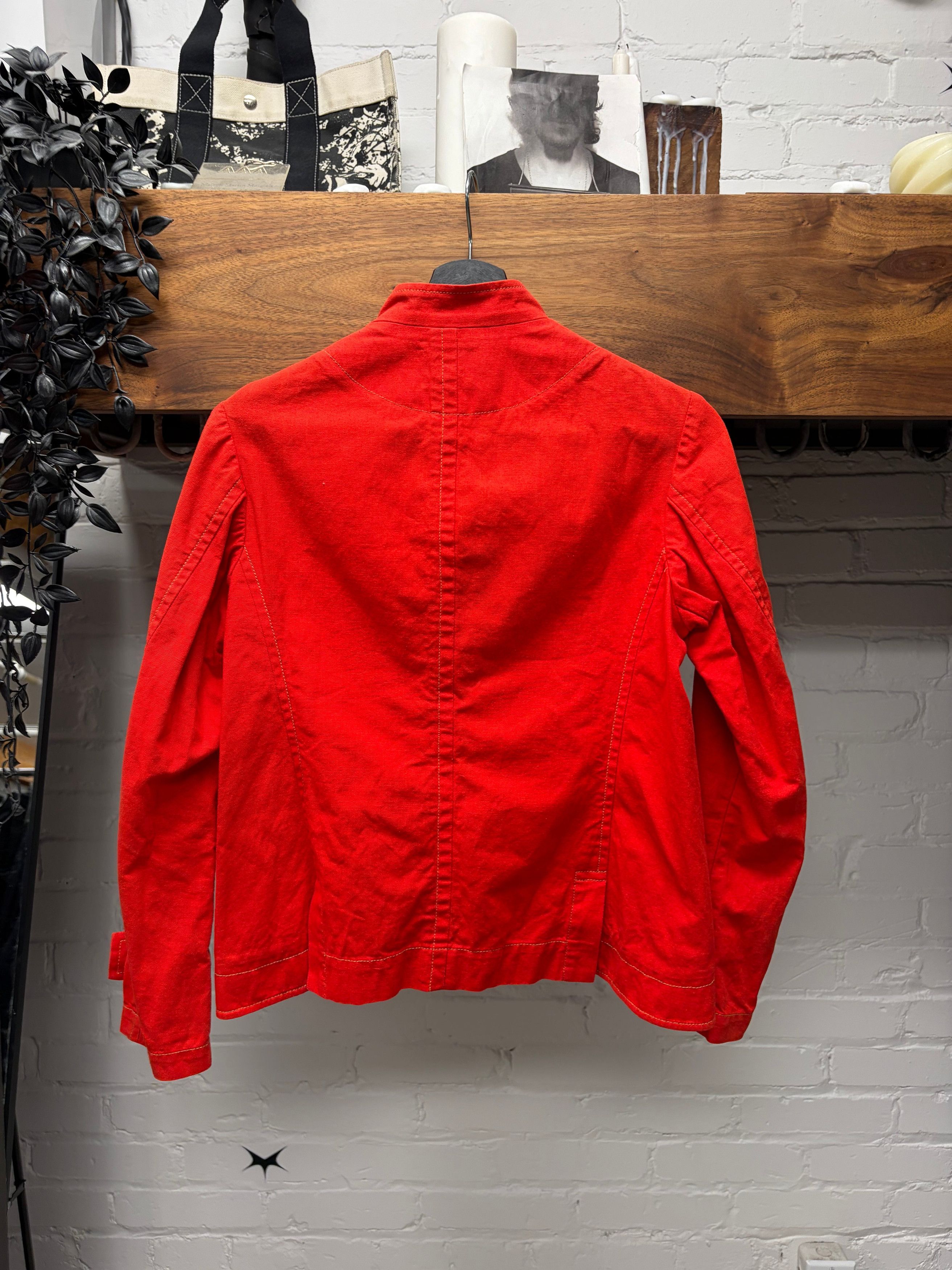 Yohji Yamamoto Vintage Yohji Yamamoto Y’s Red Cotton Curved Button Jacket Size S / US 4 / IT 40 - 4 Thumbnail