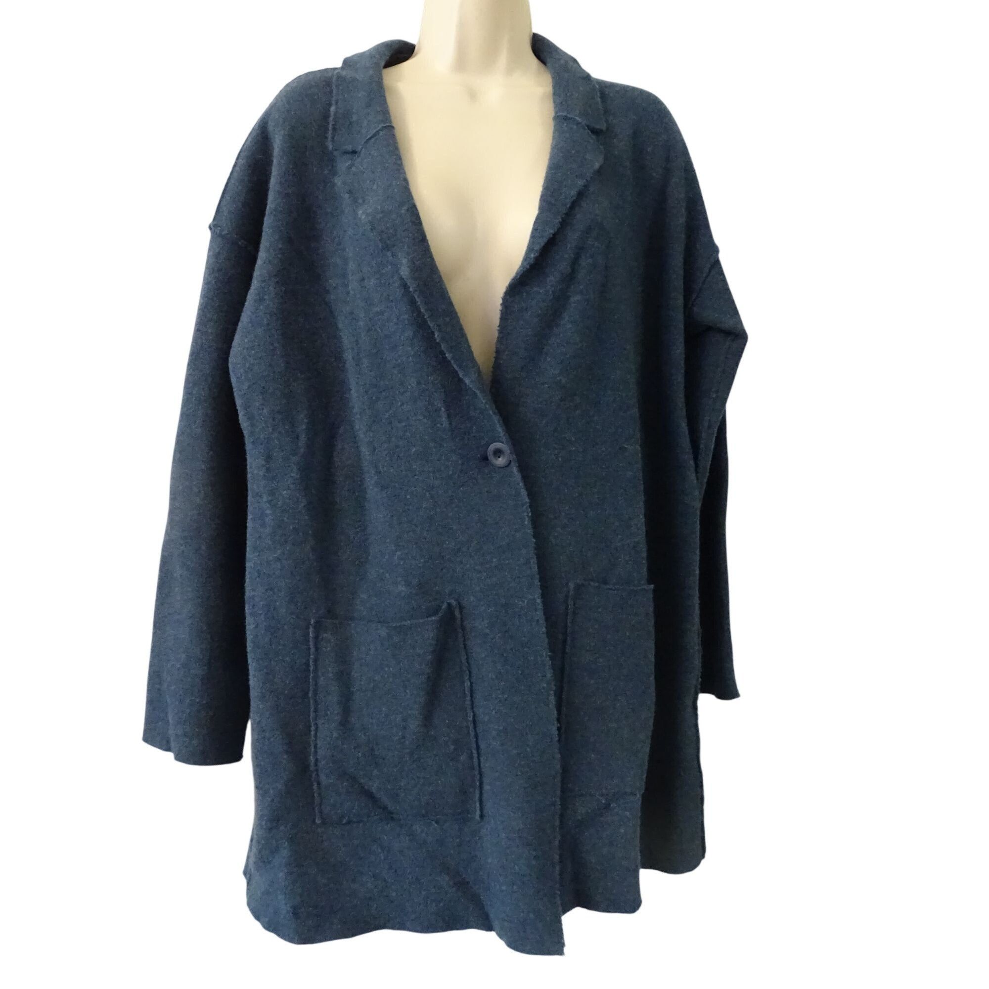 Eileen Fisher Eileen Fisher Women Blue Wool Cardigan Jacket Size M Size M / US 6-8 / IT 42-44 - 2 Thumbnail