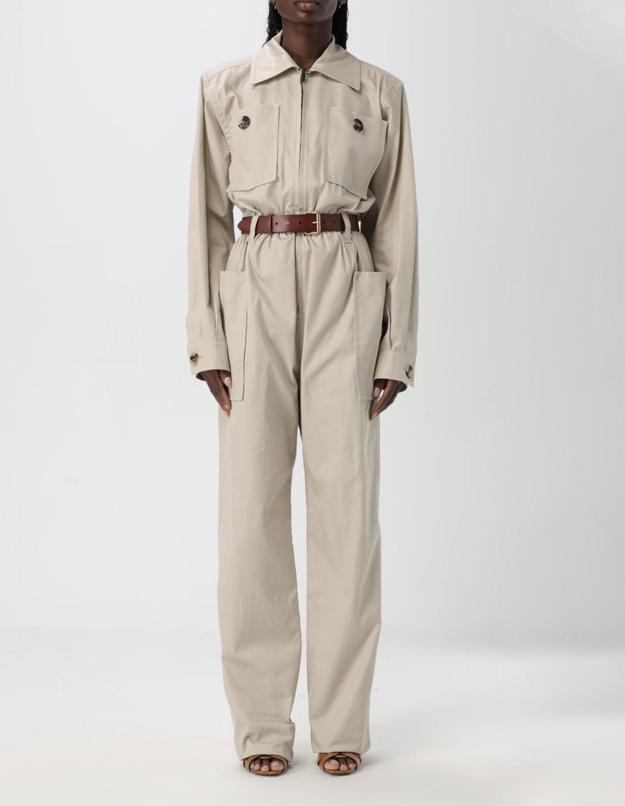 Saint Laurent Paris Saint Laurent New Safari Cotton Twill beige jumpsuit, size M Size 27" / US 4 / IT 40 - 4 Thumbnail