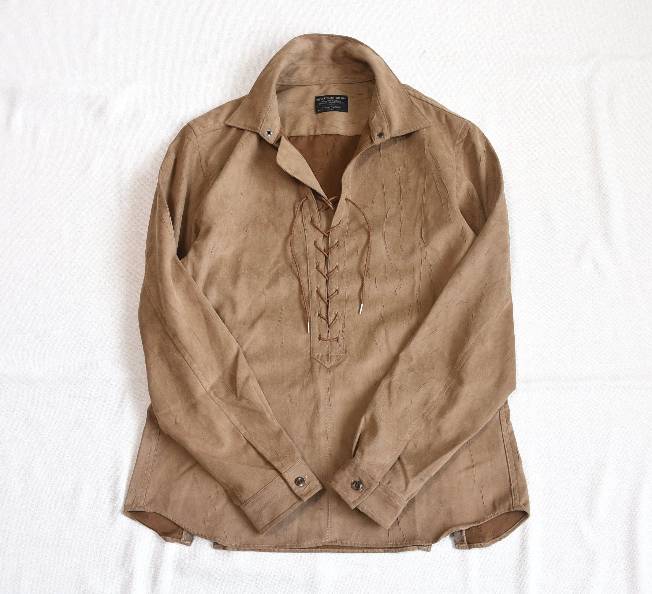 5351 POUR LES HOMMES NICOLE CLUB FOR MEN Lace-up faux suede shirt Size US M / EU 48-50 / 2 - 4 Thumbnail