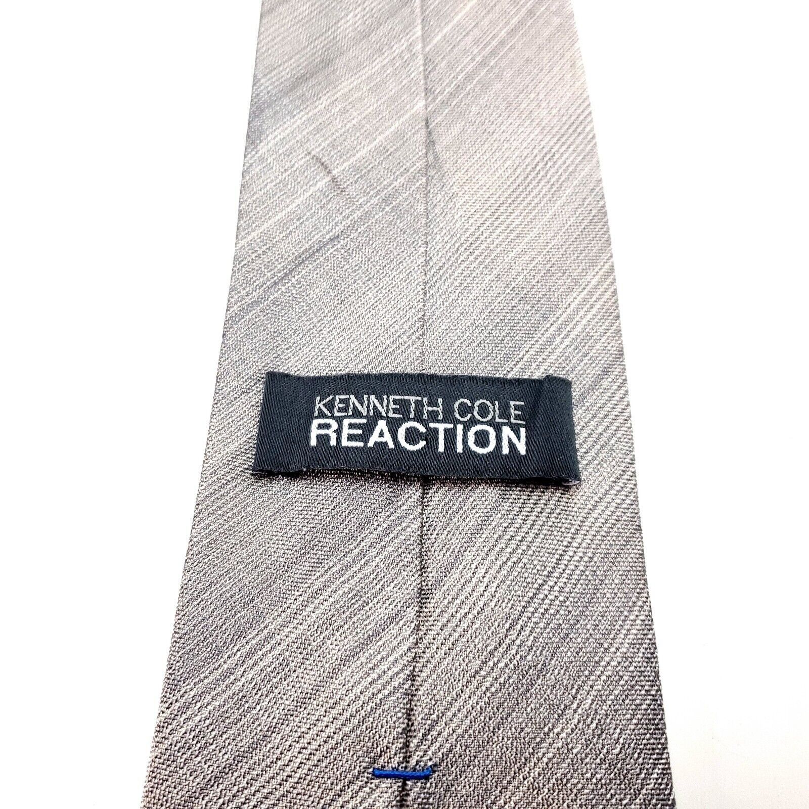 Kenneth Cole Kenneth Cole Reaction Silk Tie Silver Beige Woven Striped Size ONE SIZE - 3 Thumbnail