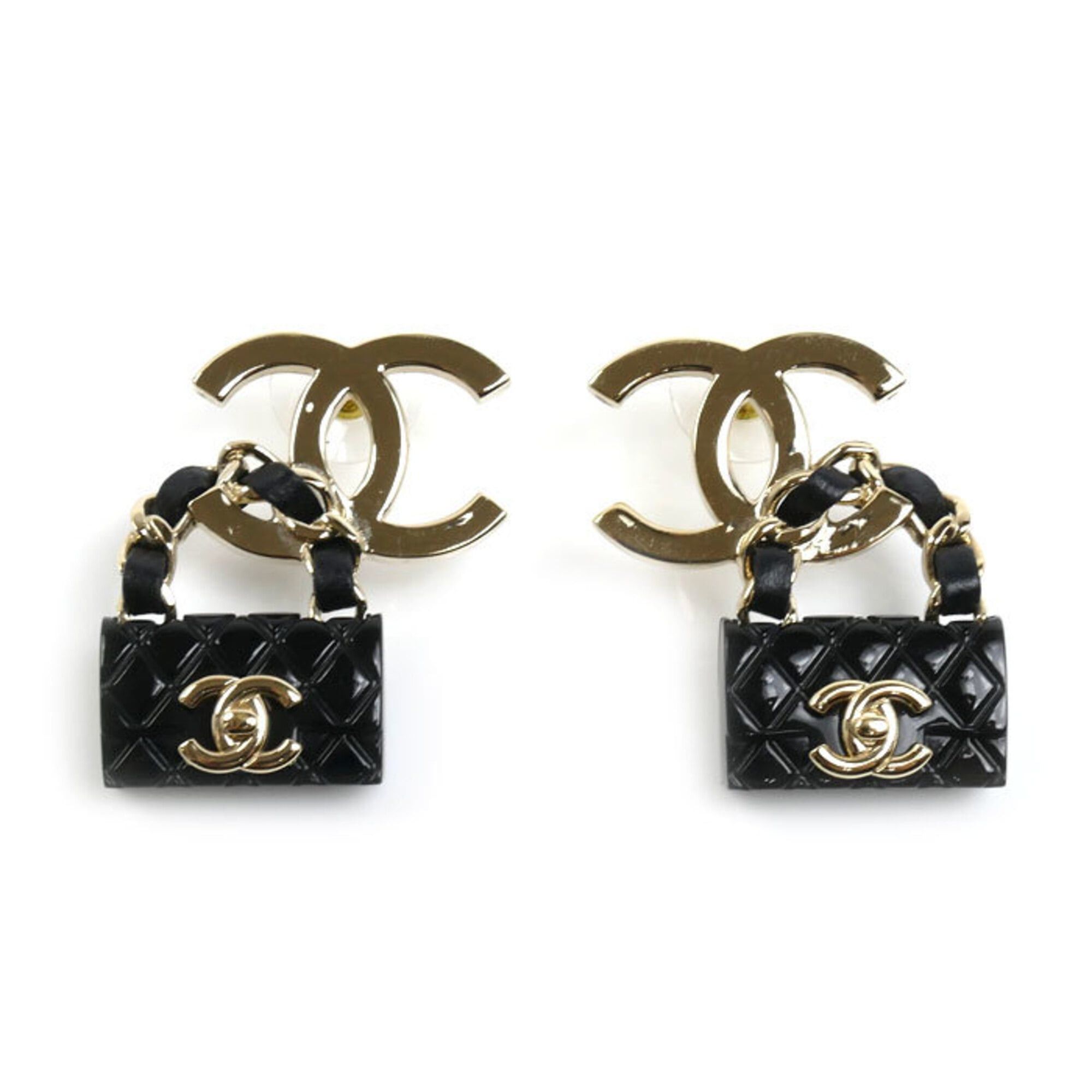 Chanel CHANEL GP Leather Coco Mark Bag Motif Earrings ABA008 16.5g Women's Size ONE SIZE - 1 Thumbnail