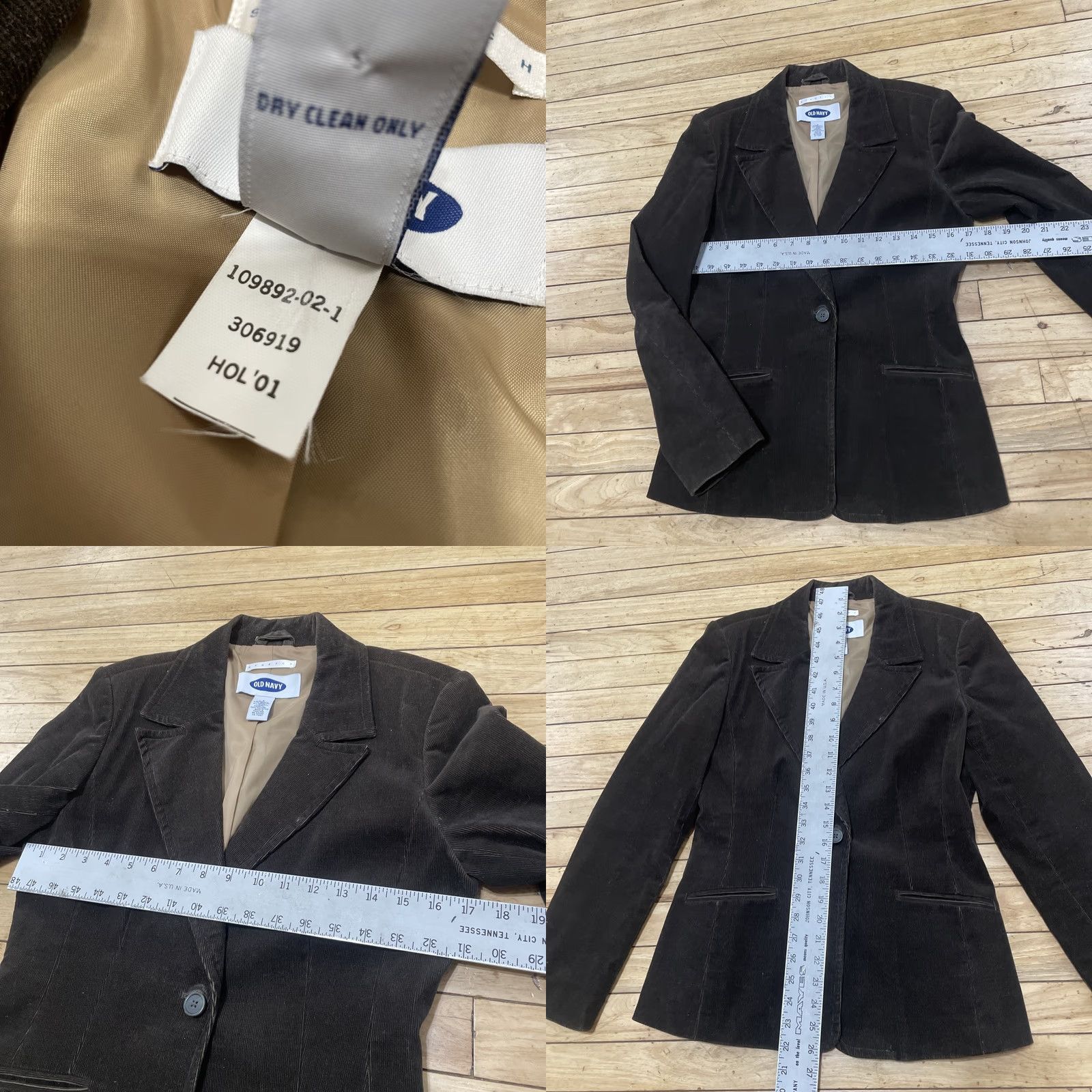 Old Navy VINTAGE Old Navy Corduroy Blazer Jacket Women S Brown Dark Line Holiday 2001 Size S / US 4 / IT 40 - 8 Thumbnail