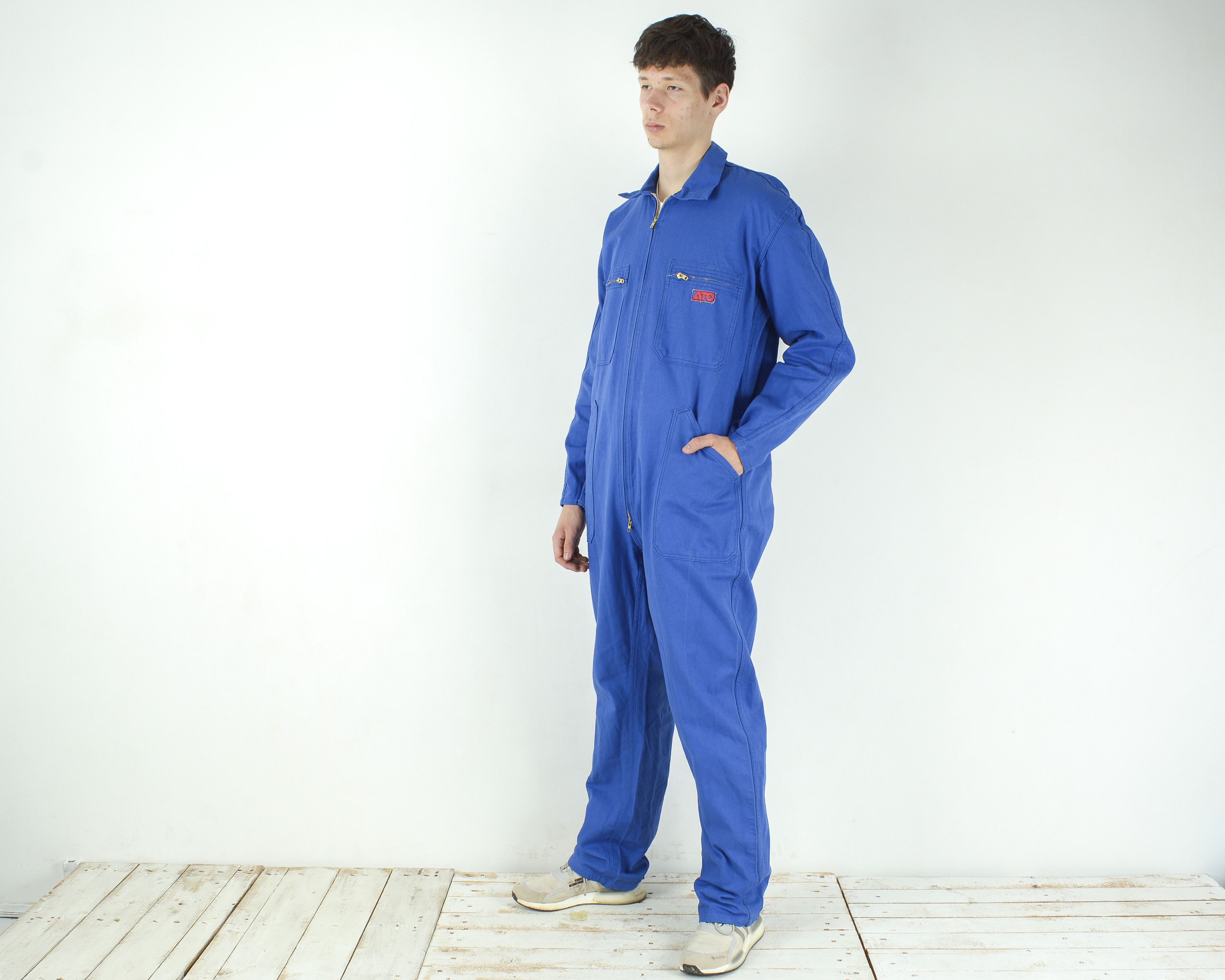 Vintage French ATO Ailee Men Boilersuit Coverall Worker Jumpsuit Size US 40 / EU 56 - 1 Thumbnail