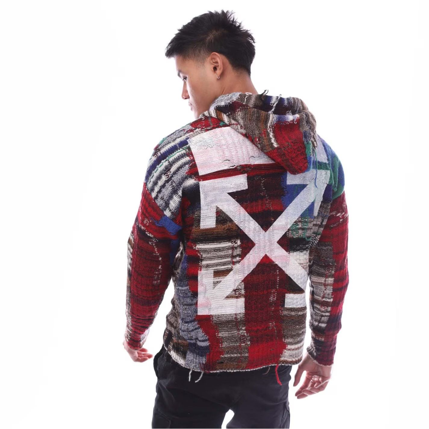 Off-White o1g2r1mq0226 Tab Chaos Knit Hoodie In Multicolor Size US M / EU 48-50 / 2 - 2 Thumbnail