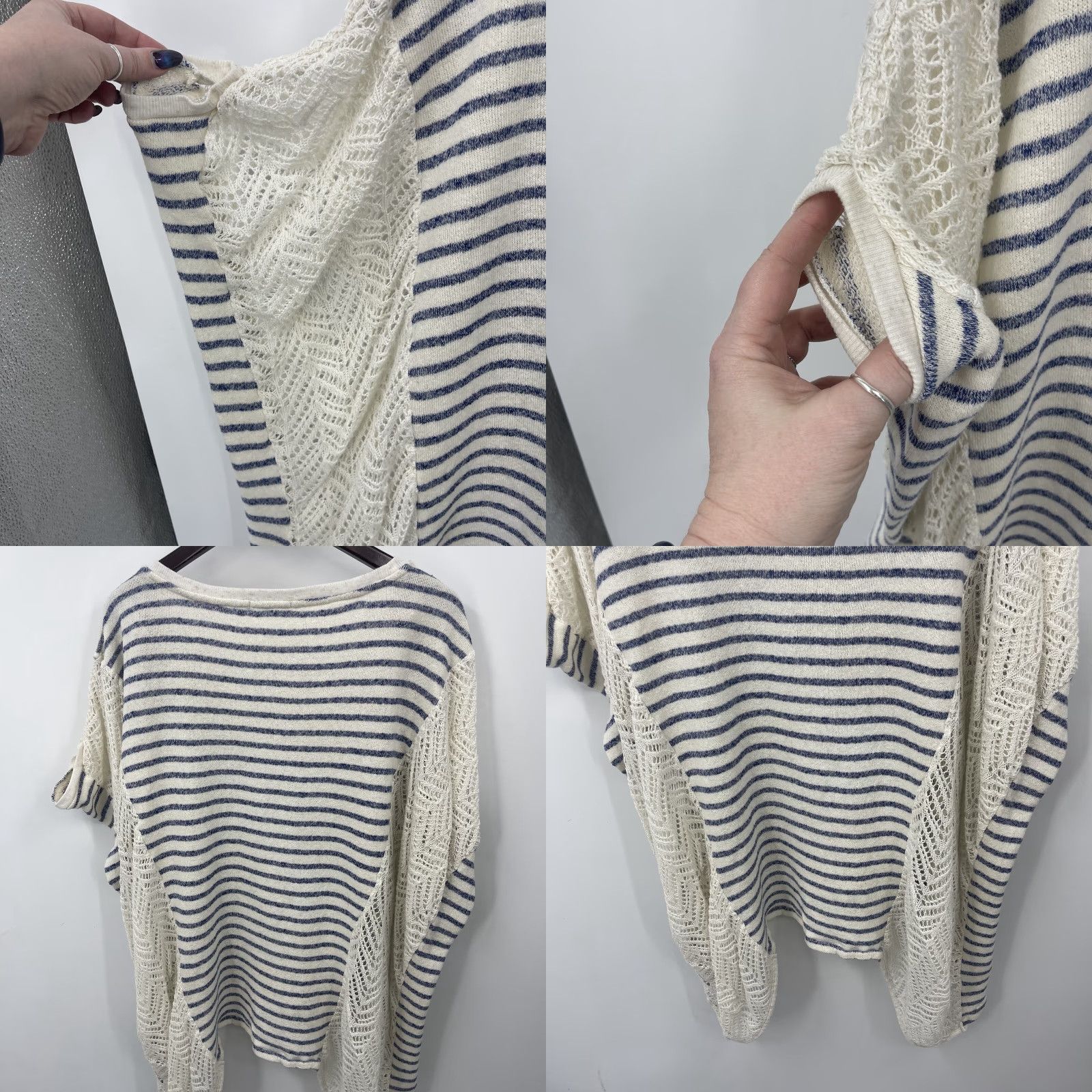 Mes Demoiselles Mes Demoiselles Tunic Top Womens One Size Ivory Boho Bohemian Stripe Dolman Sleeve Round Neck Casual Read Tunic Size One Size Womens iconic brand Size ONE SIZE - 8 Thumbnail
