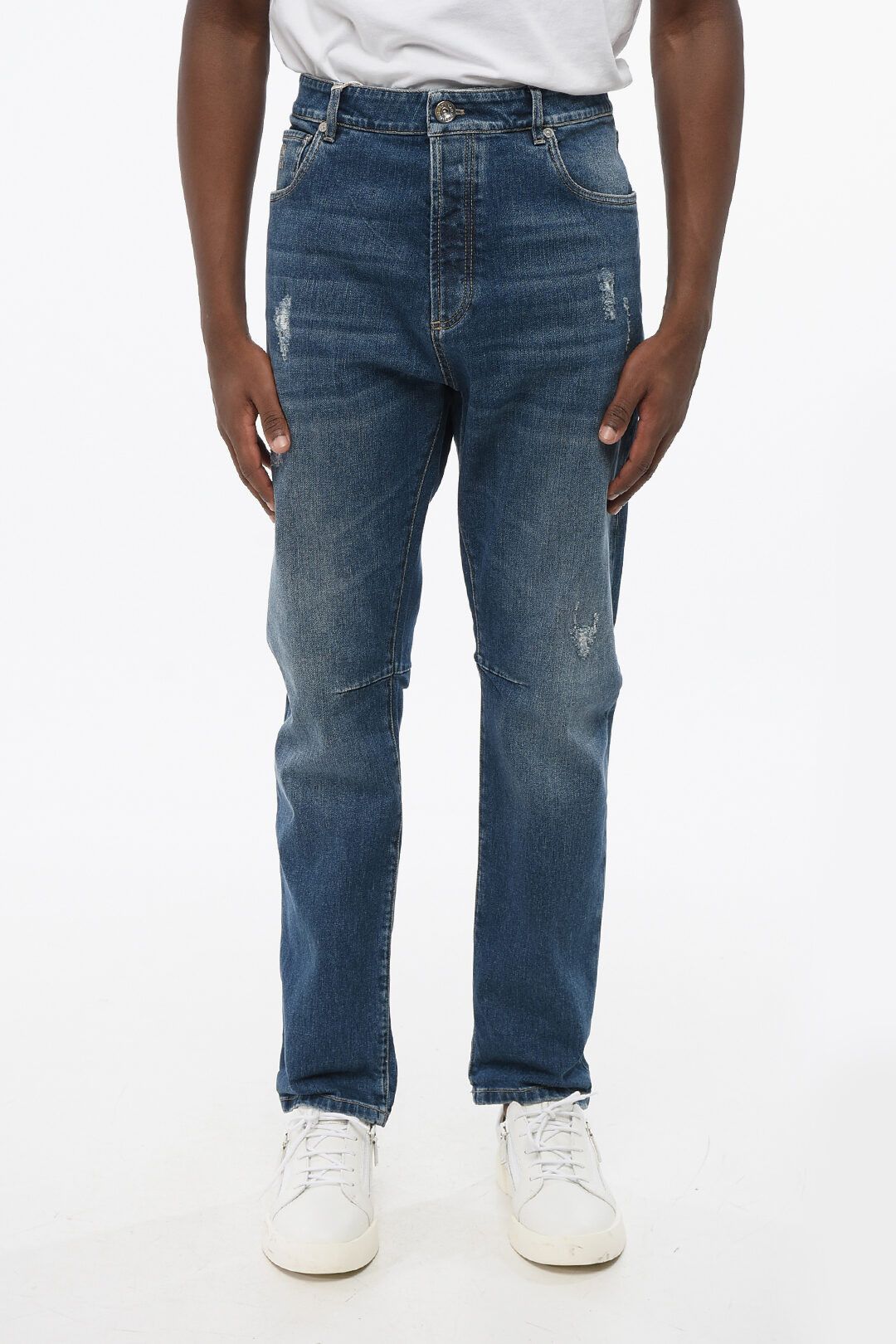 Brunello Cucinelli og1mm0725 Distressed Detailed Slim Fit Denim in Blue Size US 42 / EU 58 - 1 Thumbnail