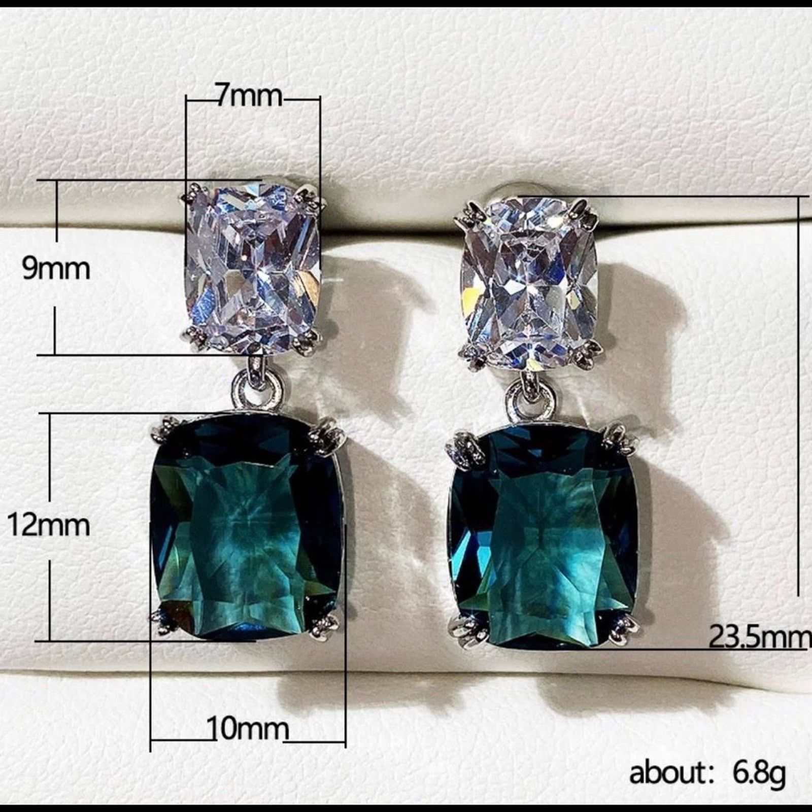 Other Blue White Cubic Zircon Dangle Earrings Luxury Earrings Size ONE SIZE - 4 Thumbnail