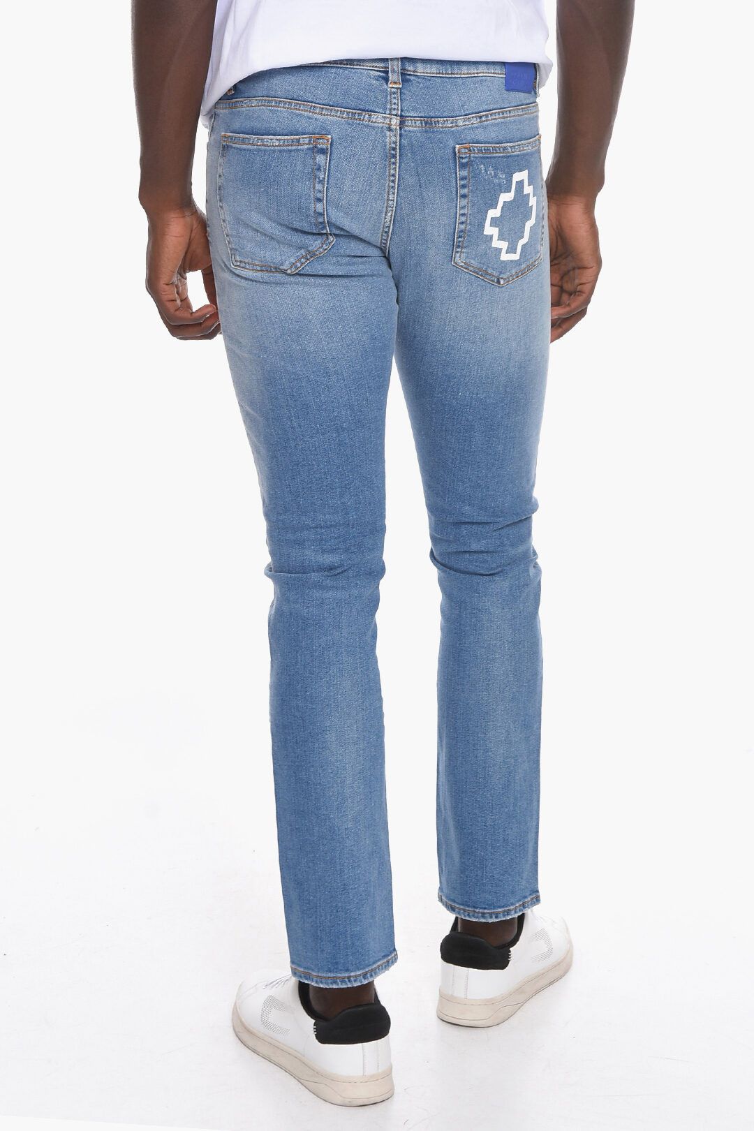 Marcelo Burlon og1mm0824 Tempera Cross Slim Fit Jeans in Light Blue Size US 34 / EU 50 - 2 Thumbnail