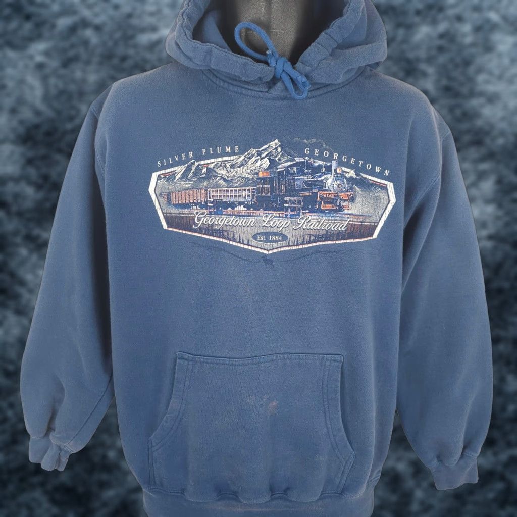 Vintage VINTAGE Georgetown Loop Railroad Sweatshirt Hoodie Mens Size Small Blue Y2K Train Size US S / EU 44-46 / 1 - 1 Thumbnail
