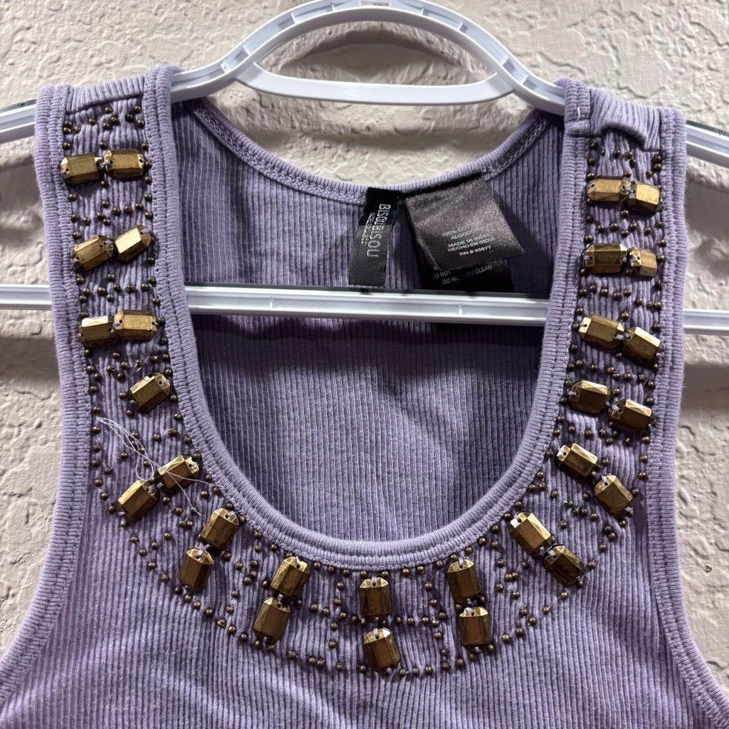 Free People Purple and gold beaded tank top Size S / US 4 / IT 40 - 2 Thumbnail