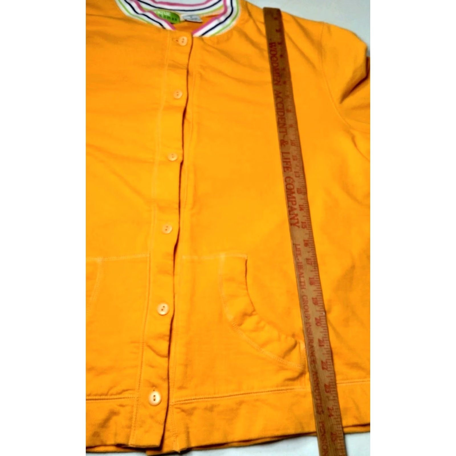 Vintage Onque Woman Shirt 2X Plus Size Gold Yellow Button Up Knit 3/4 Sleeve Pockets Cotton Knit Top Casual Shirt Womens Size XXL / US 16-18 / IT 52-54 - 5 Thumbnail