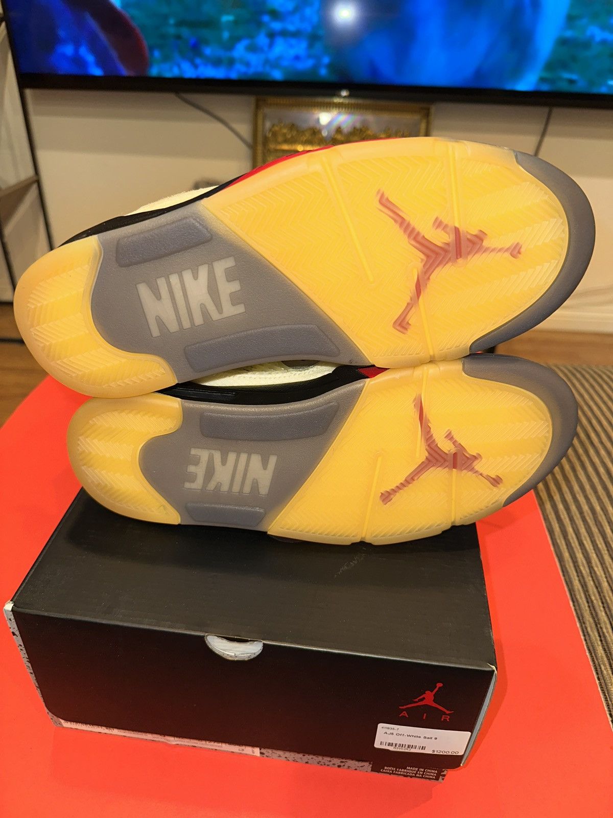 Jordan Brand × Off-White Jordan Air Jordan 5 SP Off-White Sail Sneakers DH8565-100 Size US 9 / EU 42 - 12 Thumbnail