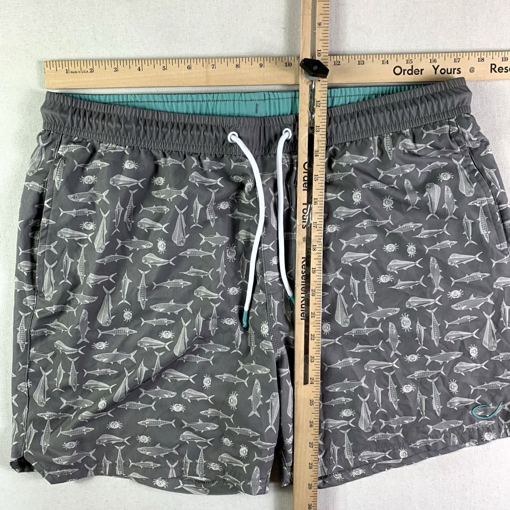 Vintage Reel Life Swim Trunk Mens XL Lined Gray Fish Mahi Mahi Floral Tropical Mahi Mahi Bottom Mens Size US 36 / EU 52 - 3 Thumbnail