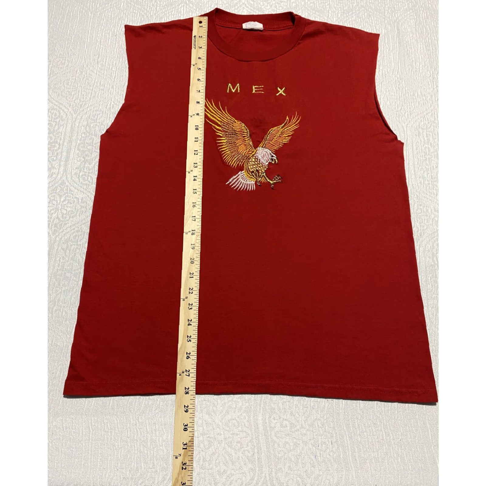 Vintage VINTAGE Jumo Eagle Shirt Mens Medium Red Sleeveless Mex Embroidered Graphic 90s Size US M / EU 48-50 / 2 - 6 Thumbnail