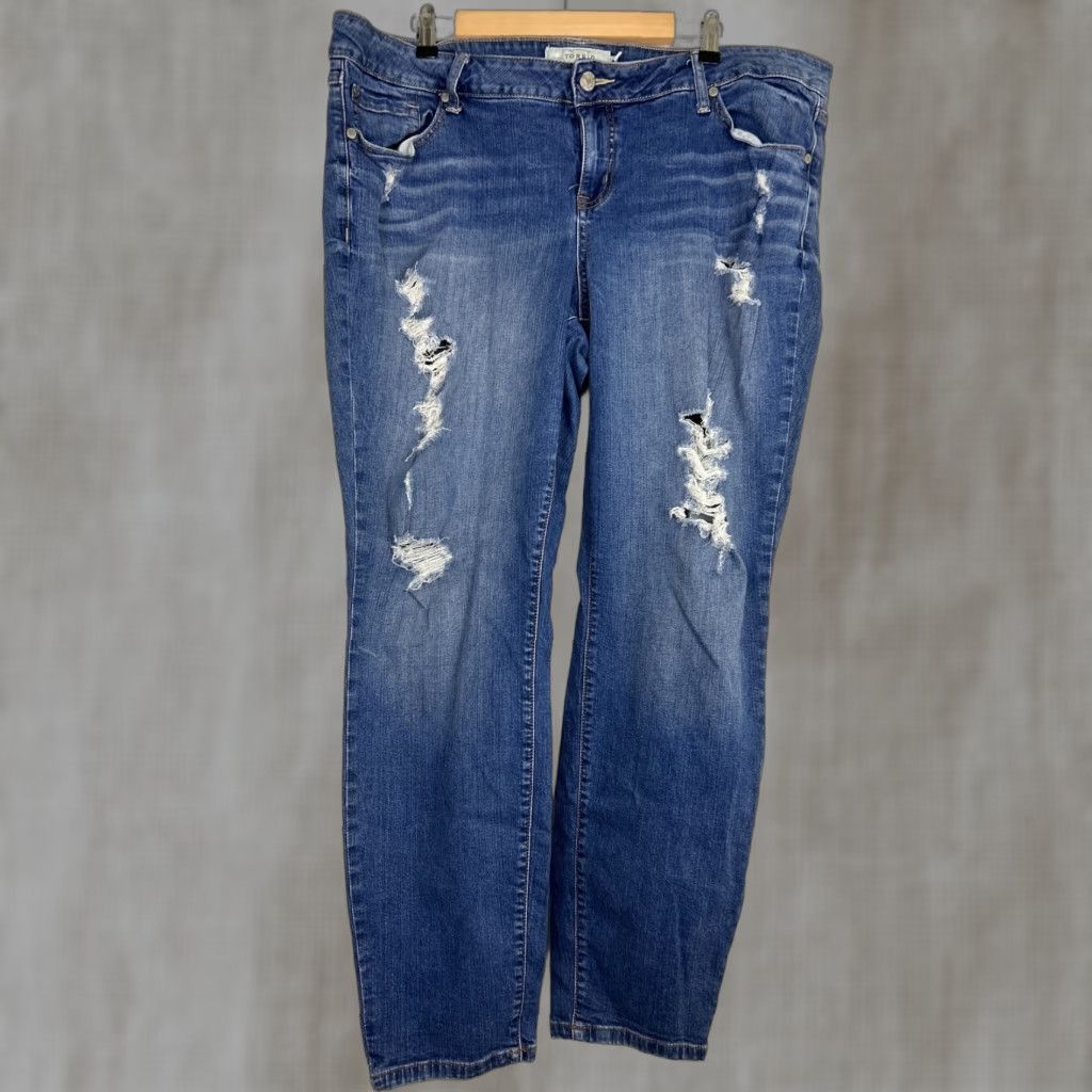 Torrid Torrid Jeans Women Distressed 5-Pocket Denim High Rise Stretch Blue 31 Inseam 20 Size 42" / US 20 - 1 Thumbnail
