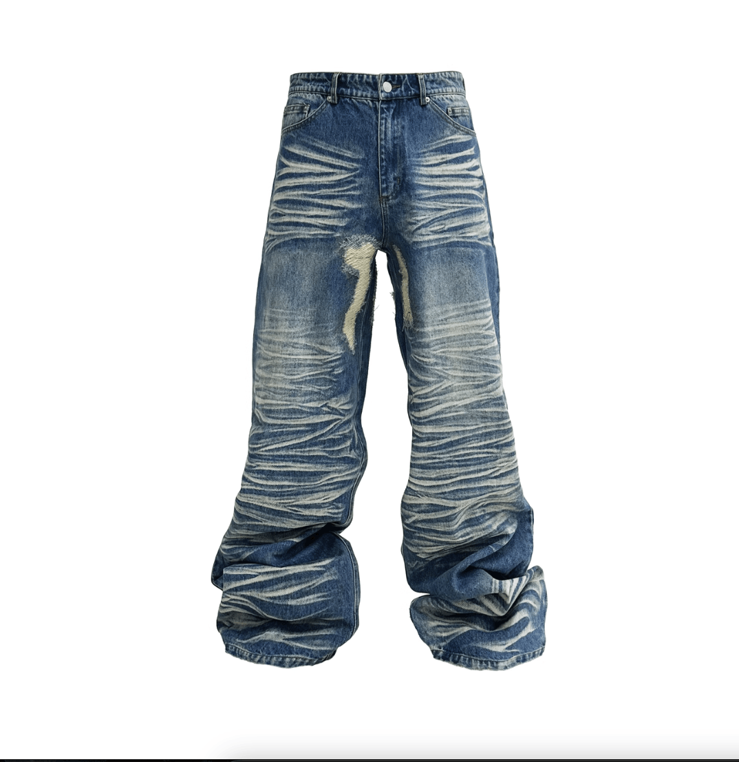 Other Y2K Blue Washed Destroyed Wide Leg jeans Size US 34 / EU 50 - 1 Thumbnail