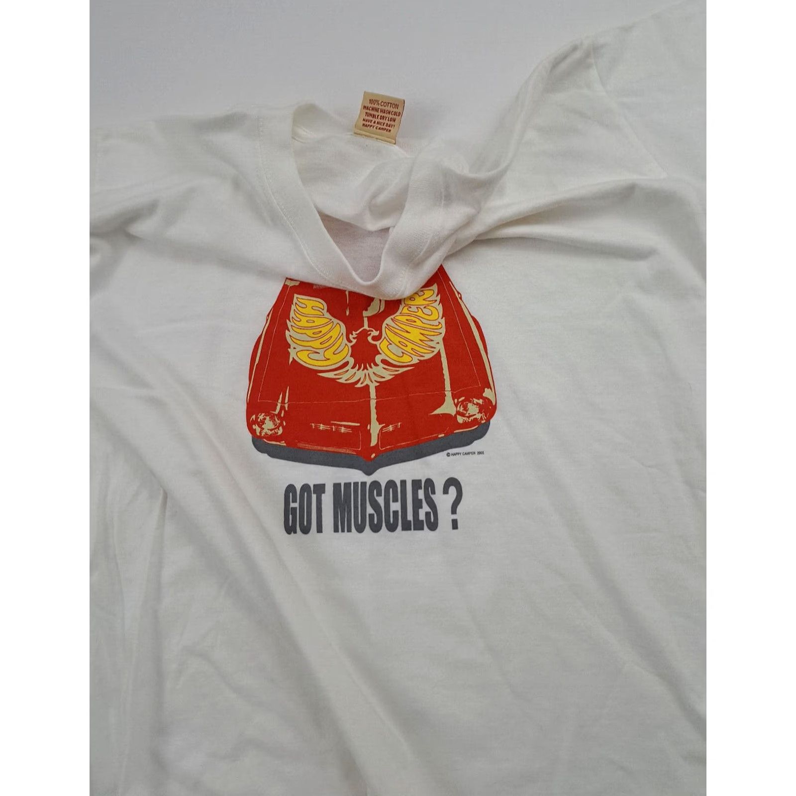 Vintage VINTAGE Happy Camper 1976 Trans Am T-Shirt L White USA Unisex Adults Short Sleeve Made in USA Mens Women Girls Boys Size US L / EU 52-54 / 3 - 3 Thumbnail