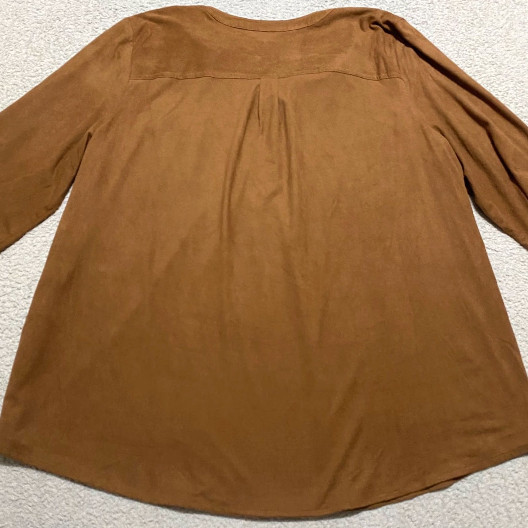 Vintage Chico's Womens XL Shirt Brown 3/4 Sleeve V-Neck Velvet Pockets Size XL / US 12-14 / IT 48-50 - 2 Thumbnail