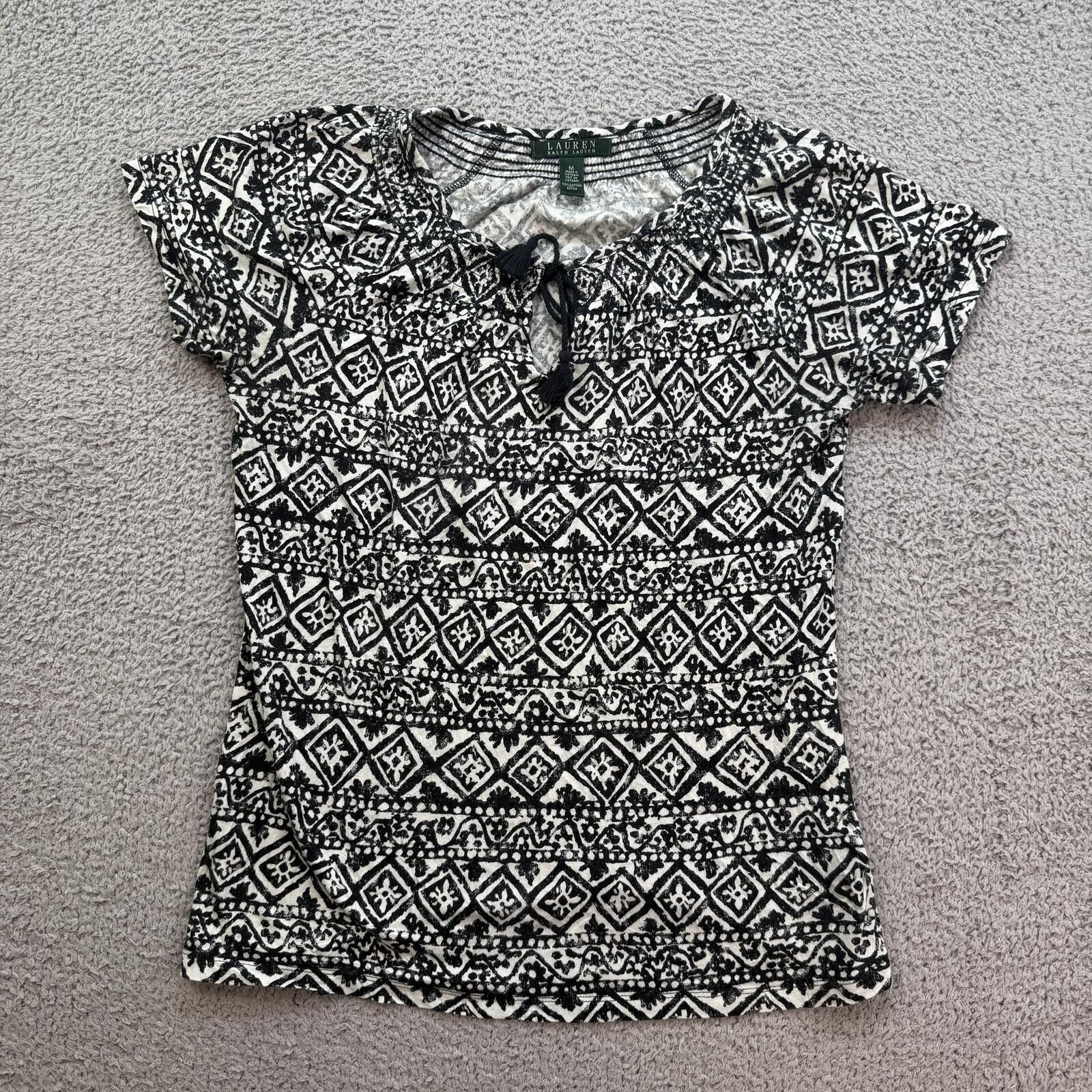 Lauren Ralph Lauren Lauren Ralph Lauren Black White Geometric Tribal Top Women M Size M / US 6-8 / IT 42-44 - 1 Thumbnail