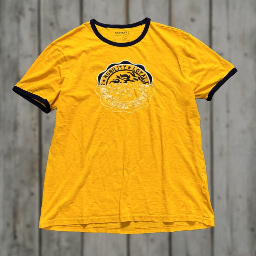 Express Express T-Shirt Men Large 100% Cotton Embroidered Skater Y2K Yellow Size US L / EU 52-54 / 3 - 1 Thumbnail