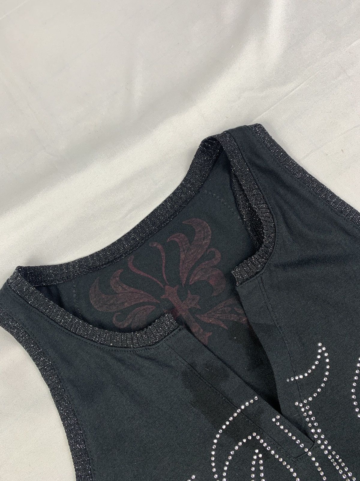 Japanese Brand y2k COOLA Japan Black Glittery Cross Rhinestones Top Size S / US 4 / IT 40 - 8 Thumbnail