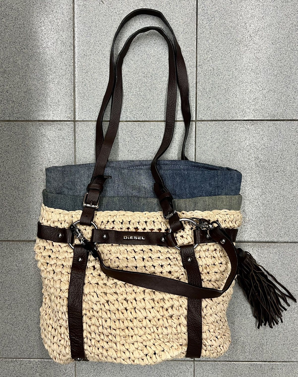 Diesel Diesel Tassel Detail Straw 2 Way Shoulder Bag Size ONE SIZE - 3 Thumbnail