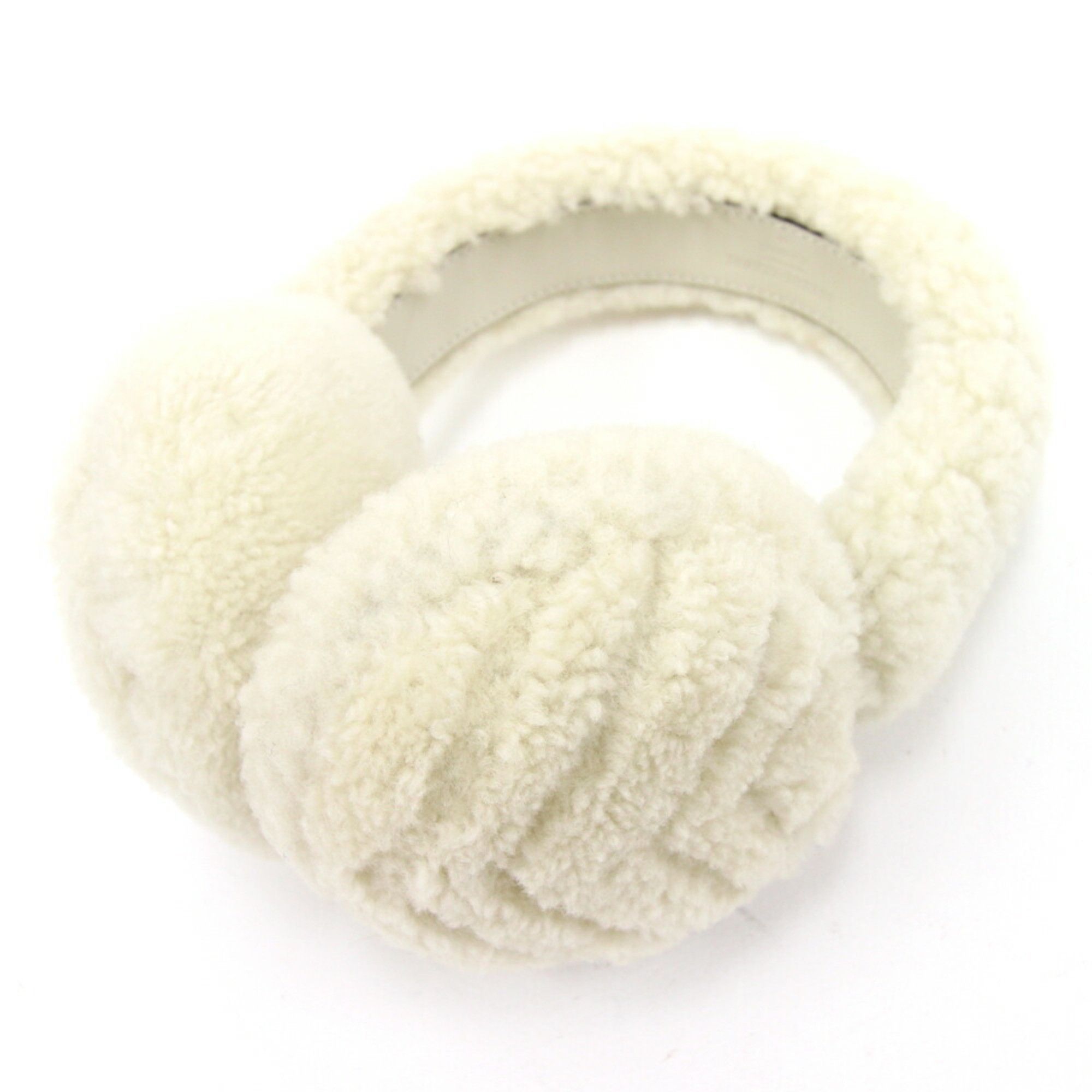 image of Gucci Earmuffs Shearling 760277 Off-White Lamb Fur Leather Double G Ear Covers Women's Gucci in Ivo